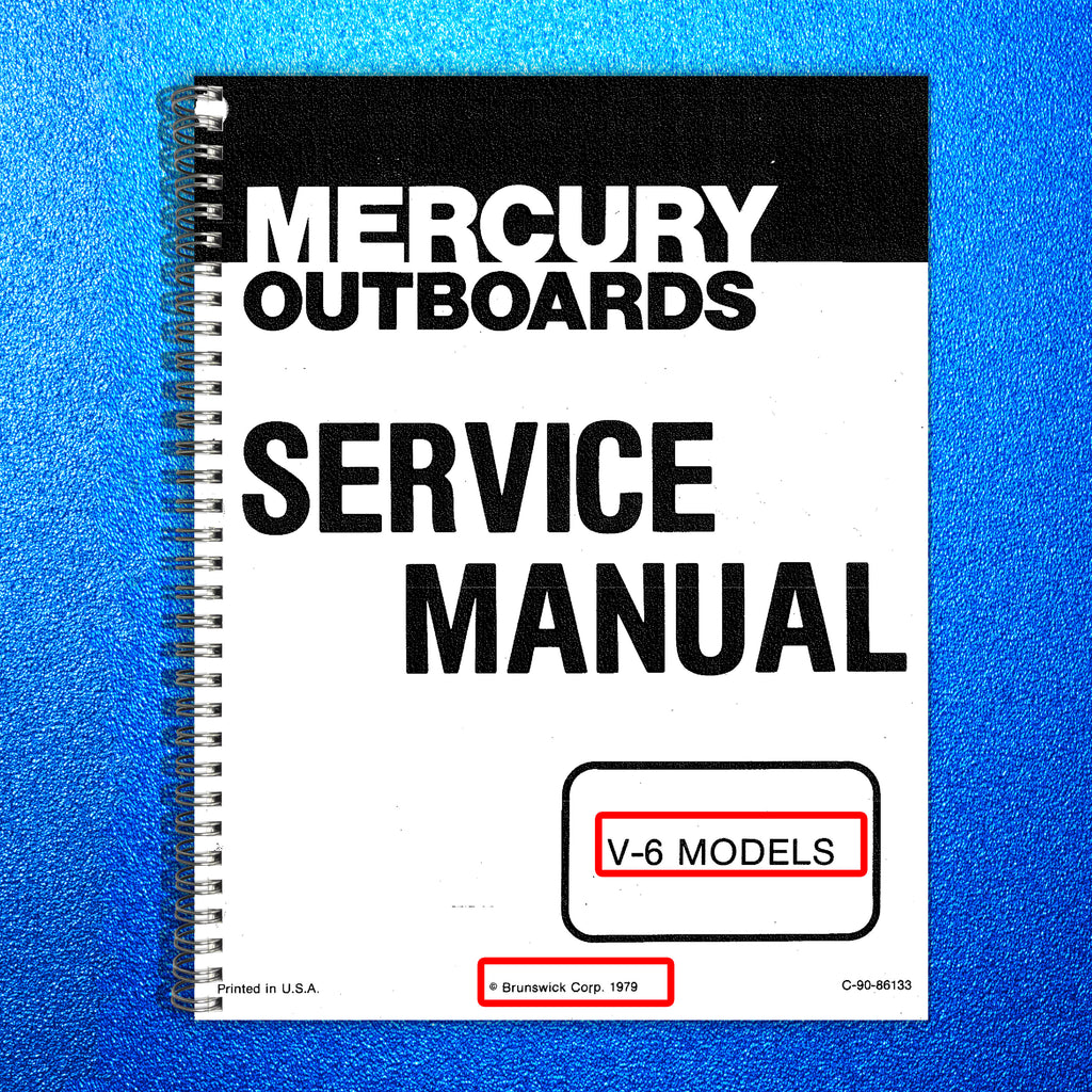 MERCURY V-6 OUTBOARD SERVICE MANUAL yr 1979 - BOUND - COVERS - XL FOLDOUT PAGES