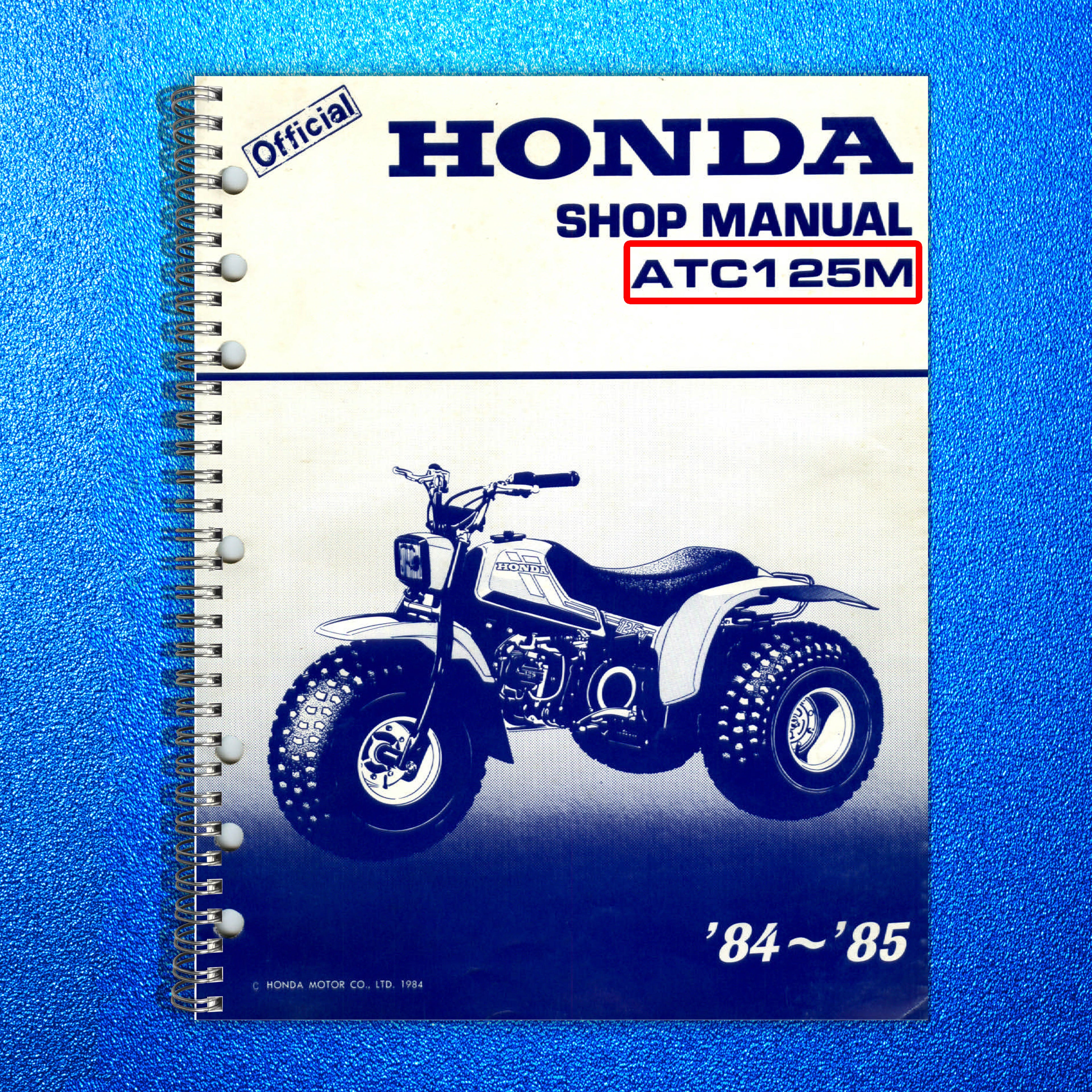 HONDA ATC125M ATV Shop Manual 1984-1985 - STEEL WIRE BOUND - PROTECTIVE COVERS