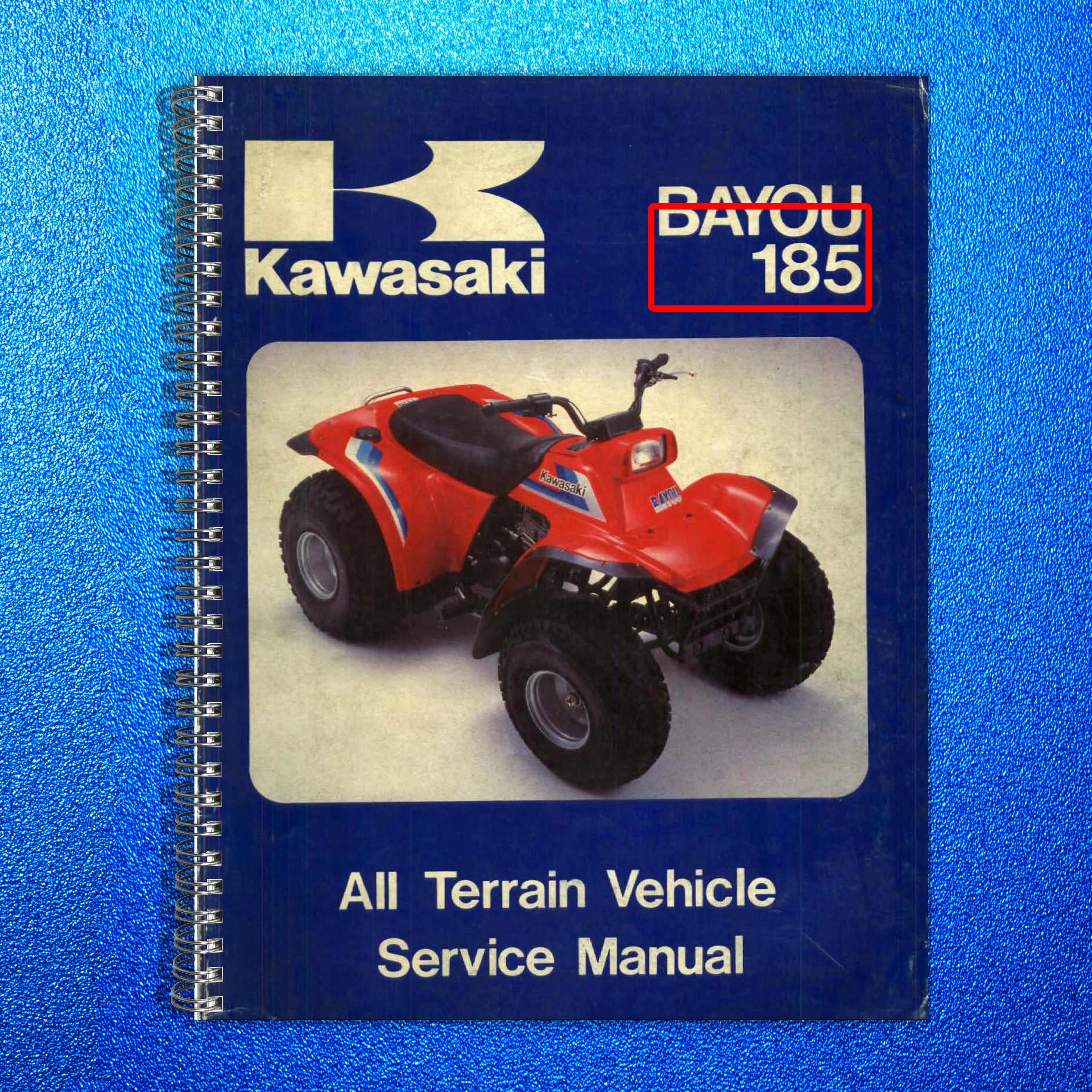KAWASAKI Bayou 185 KLF185 ATV Service Manual - STEEL WIRE BOUND - TOUGH COVERS