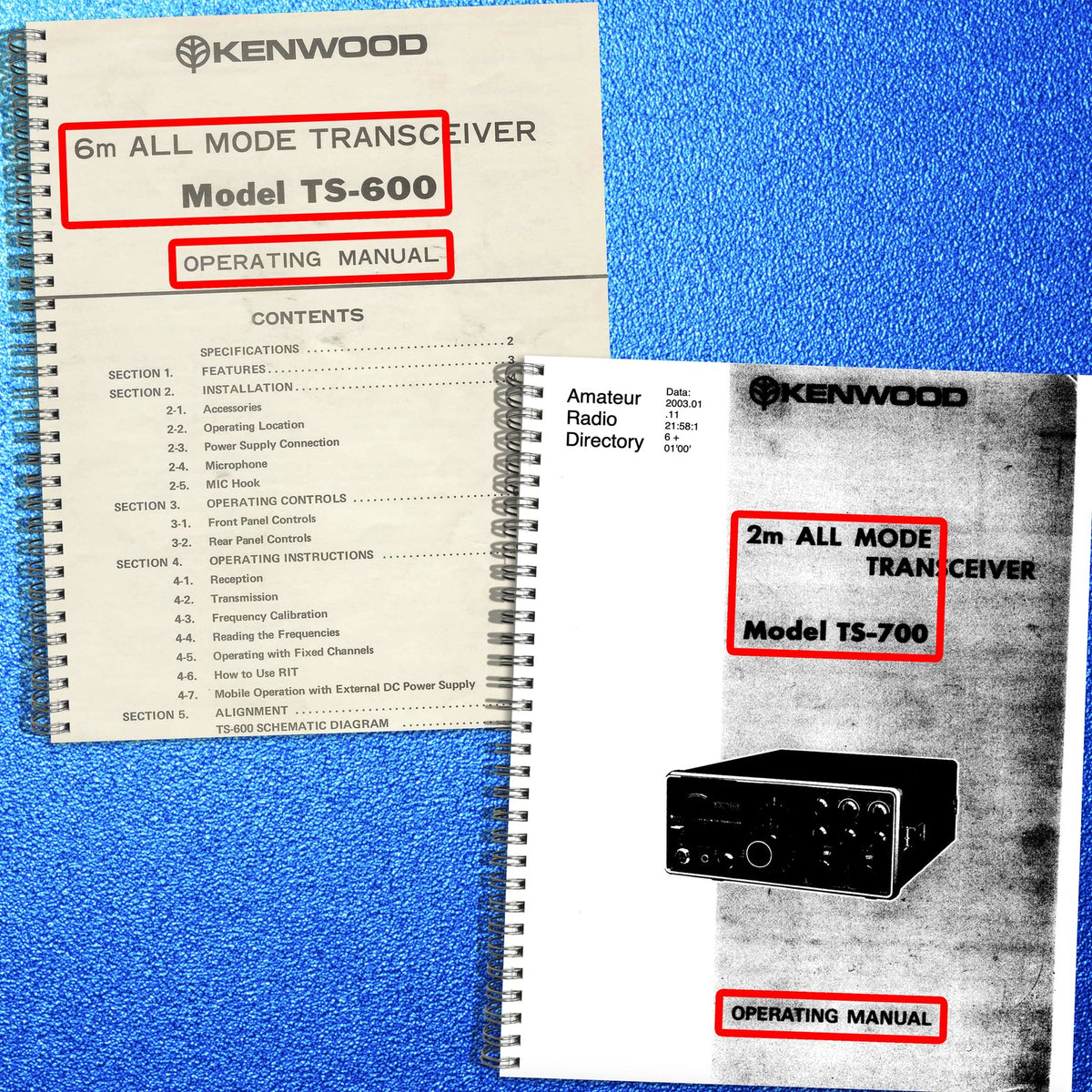 KENWOOD TS-600 TS-700 6m 2m Transceiver Operators Manual BUNDLE - WIRE BOUND