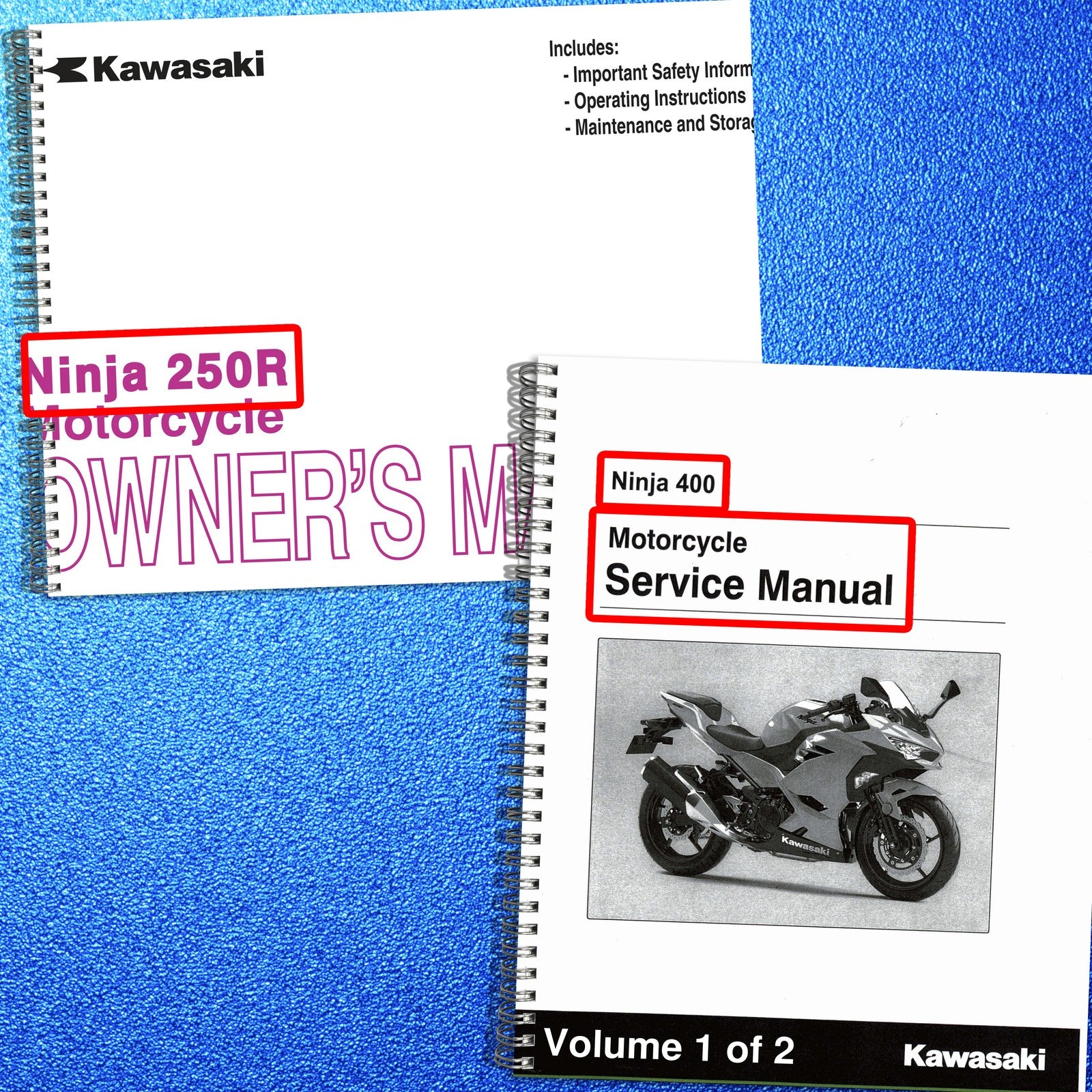 KAWASAKI NINJA 250R 400 Quick Reference & Service Manual BUNDLE - WIRE BOUND