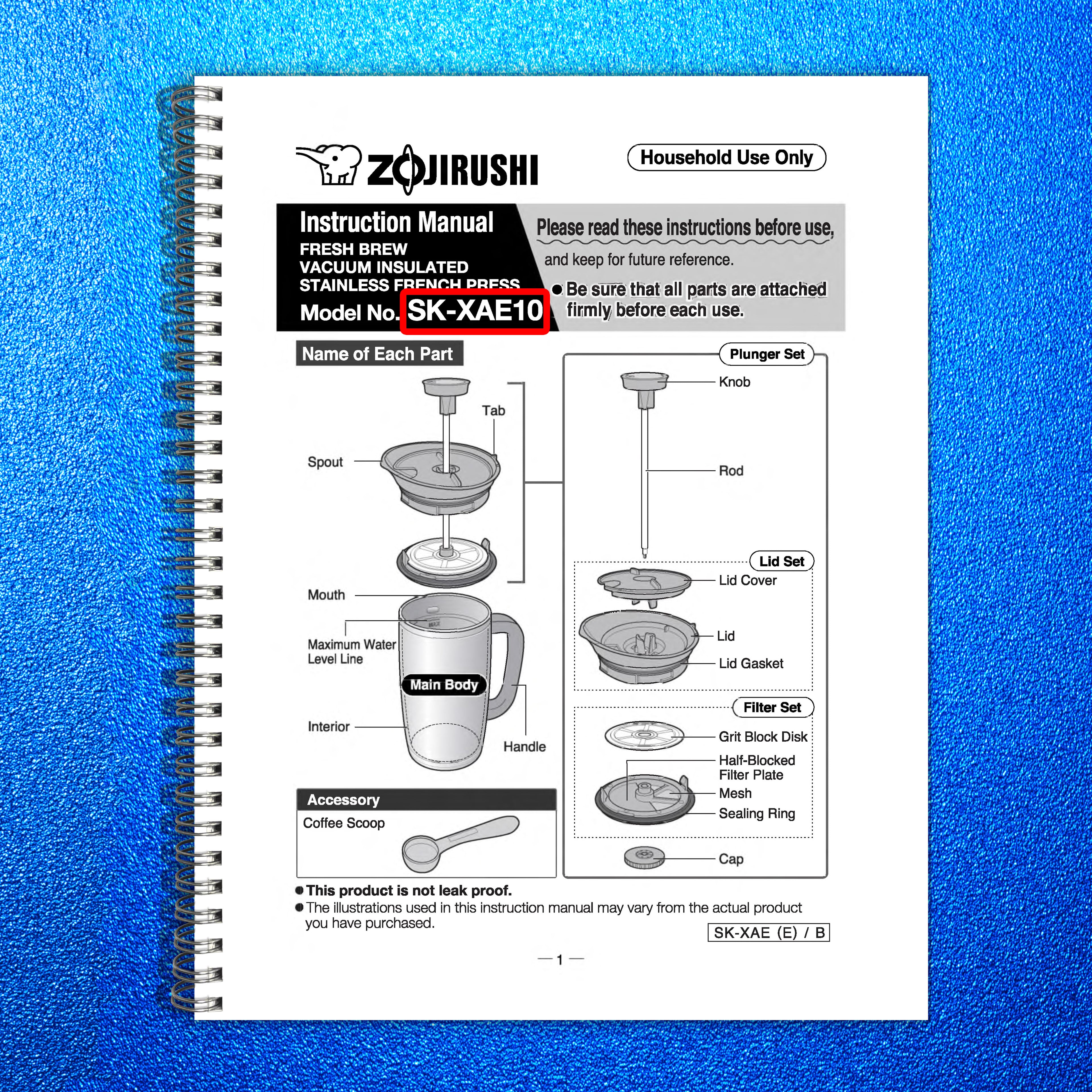 ZOJIRUSHI SK-XAE10 Fresh Brew Vacuum Insulated Stainless Instruction Manual
