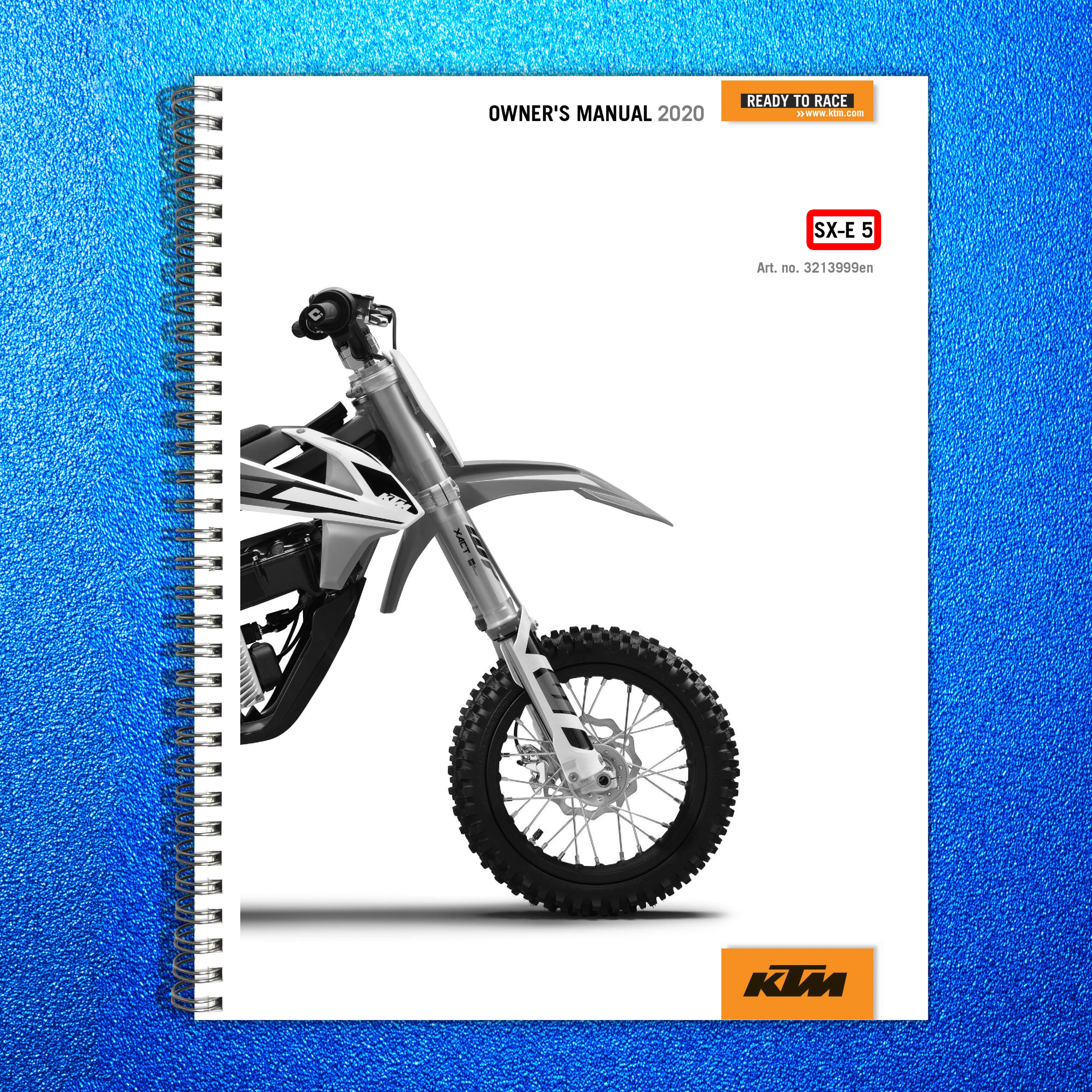 KTM SX-E 5 Owners Manual 2020 - STEEL WIRE BOUND - PROTECTIVE COVERS