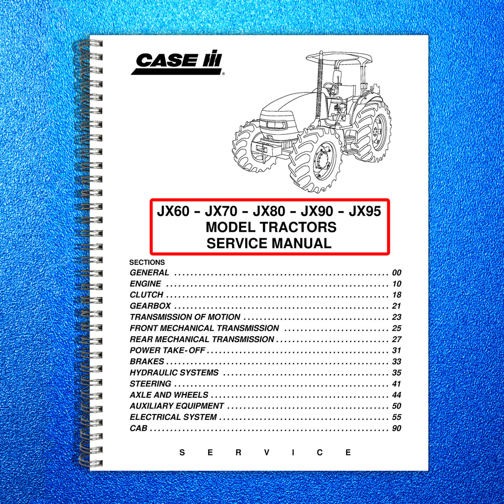 CASE IH JX60 JX70 JX80 JX90 JX95 SERVICE MANUAL - WIRE BOUND-COVERS- XL FOLDOUTS