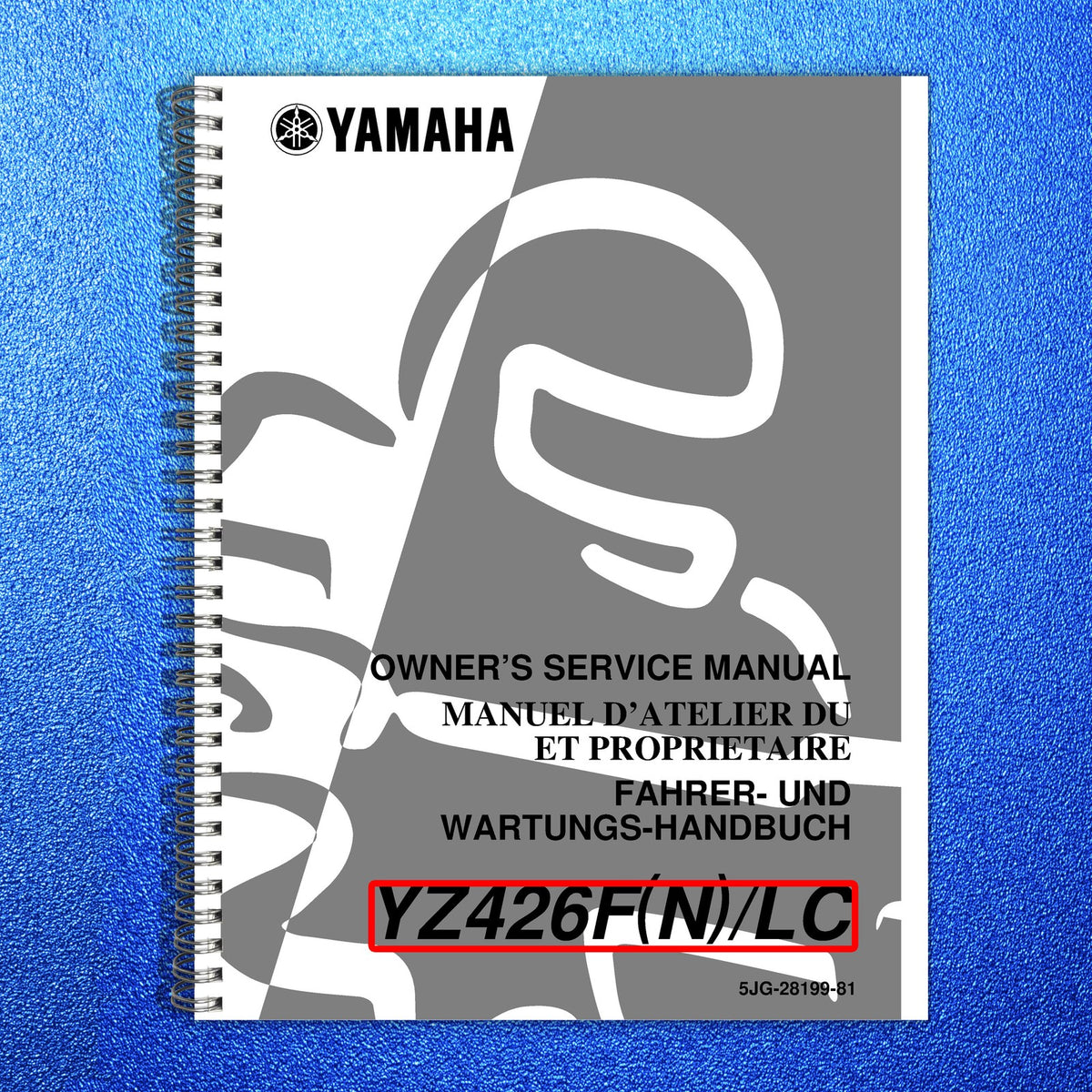 YAMAHA YZ426F Owners Service Manual 2001 - STEEL WIRE BOUND - PROTECTIVE COVERS