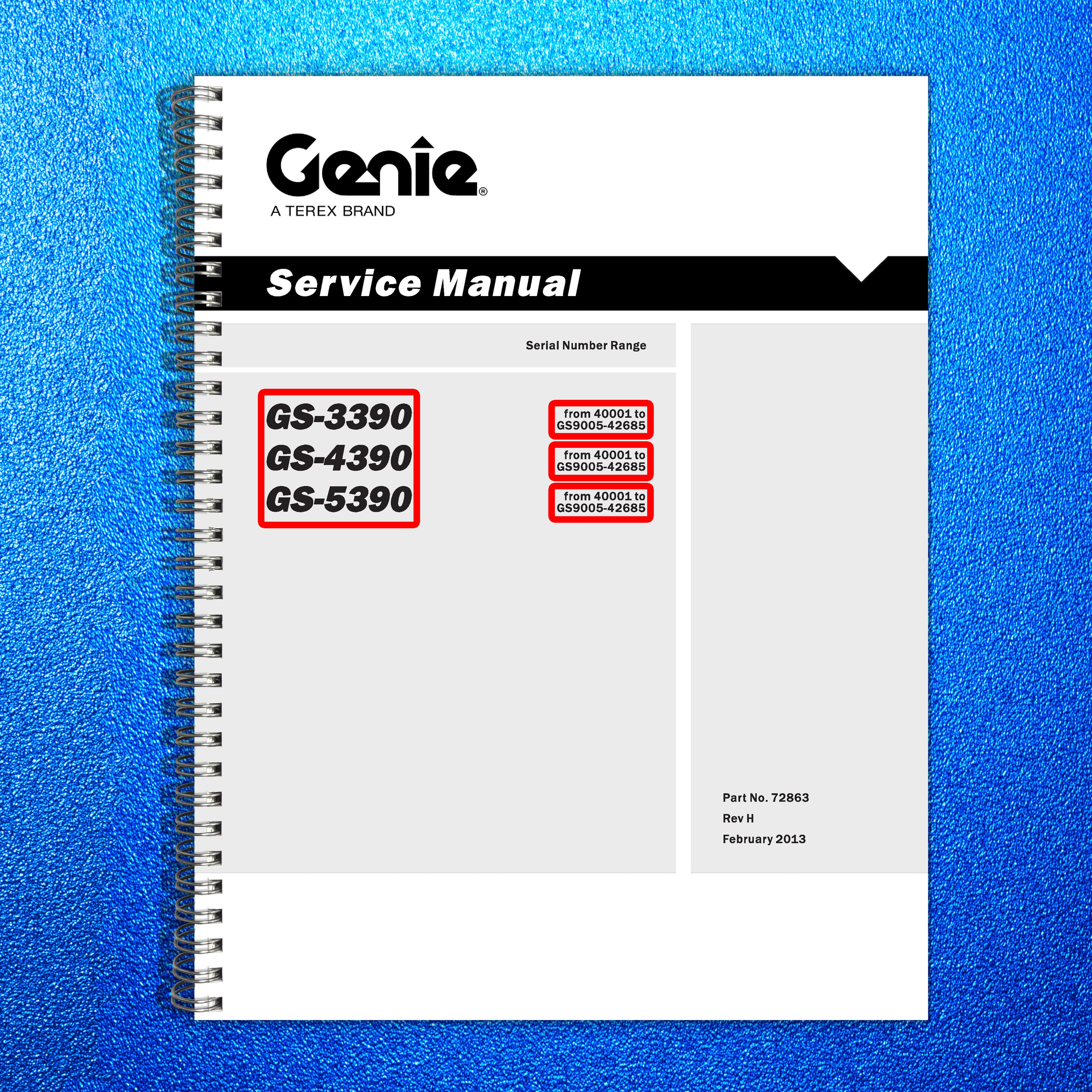 GENIE GS-3390 GS-4390 GS-5390 Service Manual SN 40001 To 42685 - WIRE BOUND