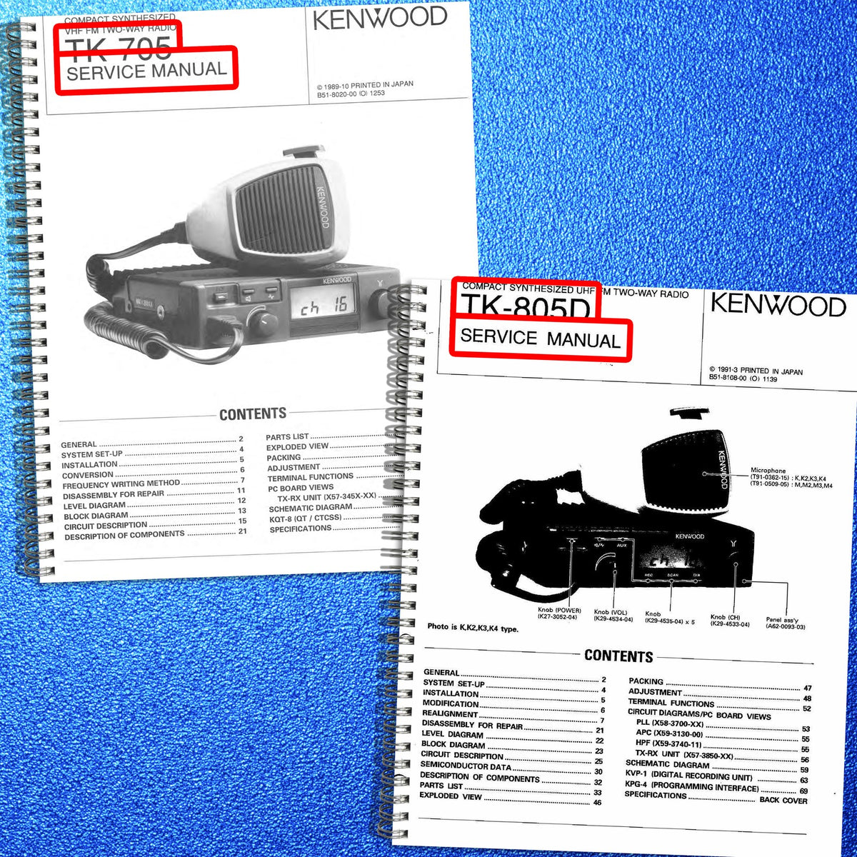 KENWOOD TK-705 TK-805D Two-Way Radio Service Manual BUNDLE - WIRE BOUND - COVERS