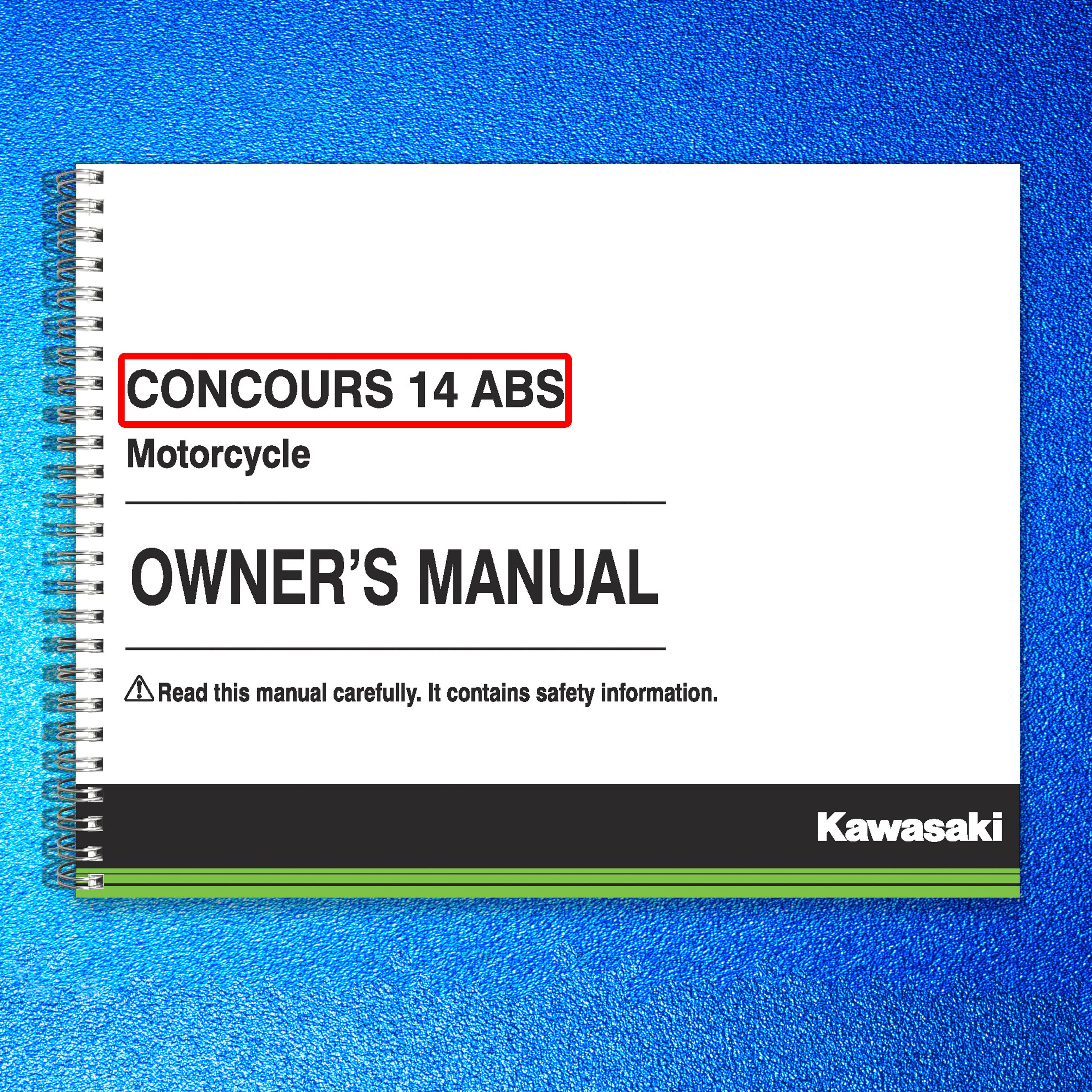 KAWASAKI Concours 14 ABS Motorcycle Owners Manual 2019 - WIRE BOUND - COVERS
