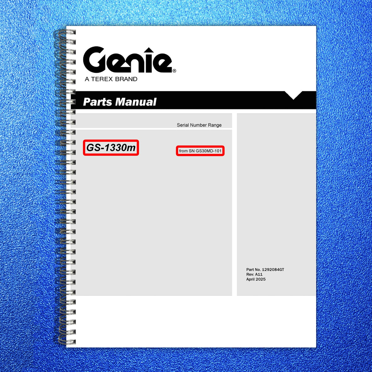GENIE GS-1330m Scissor Lift Parts Manual SN GS30MD-101 Up 2025 - WIRE BOUND