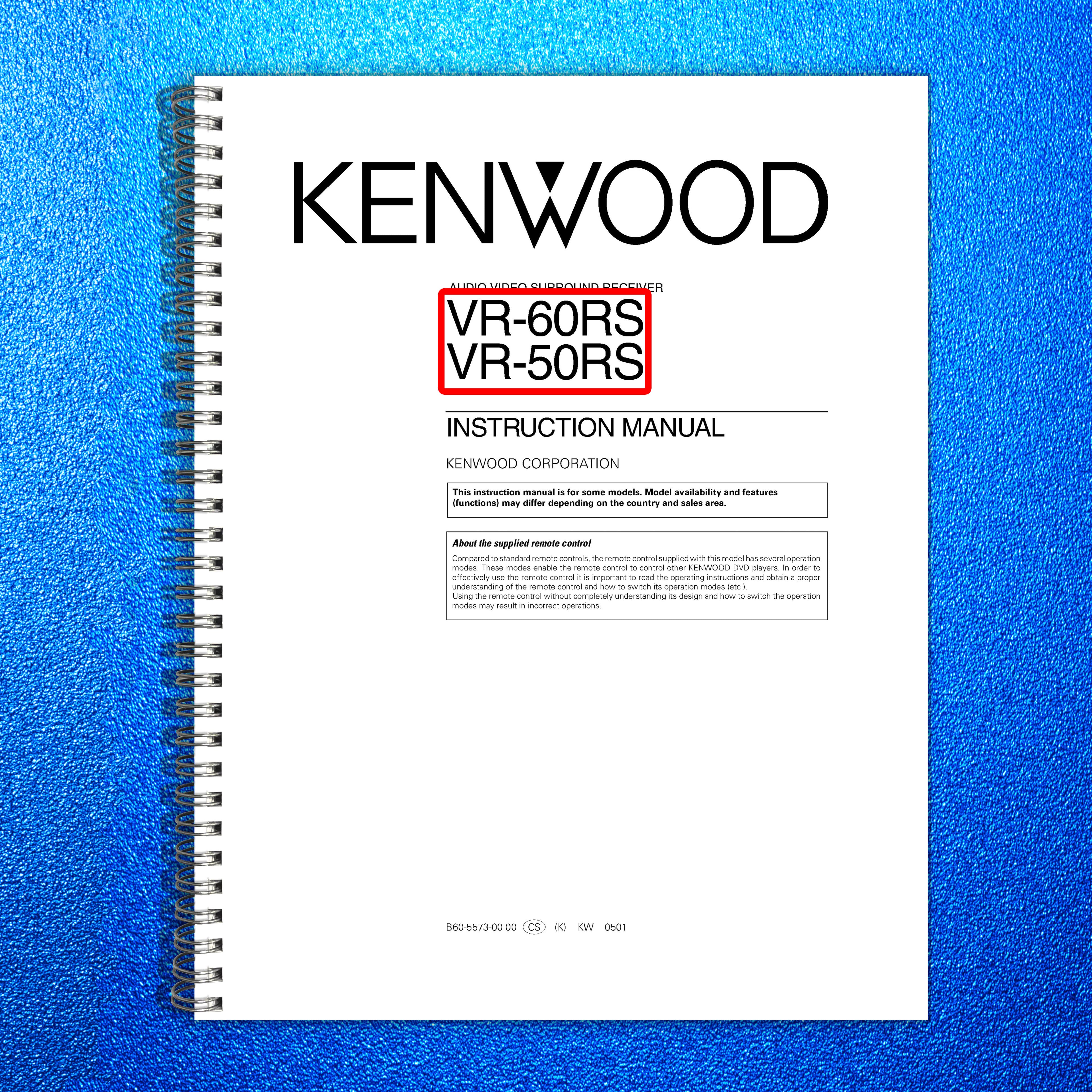 KENWOOD VR-60RS VR-50RS Audio Video Surround Receiver Instruction Manual - BOUND