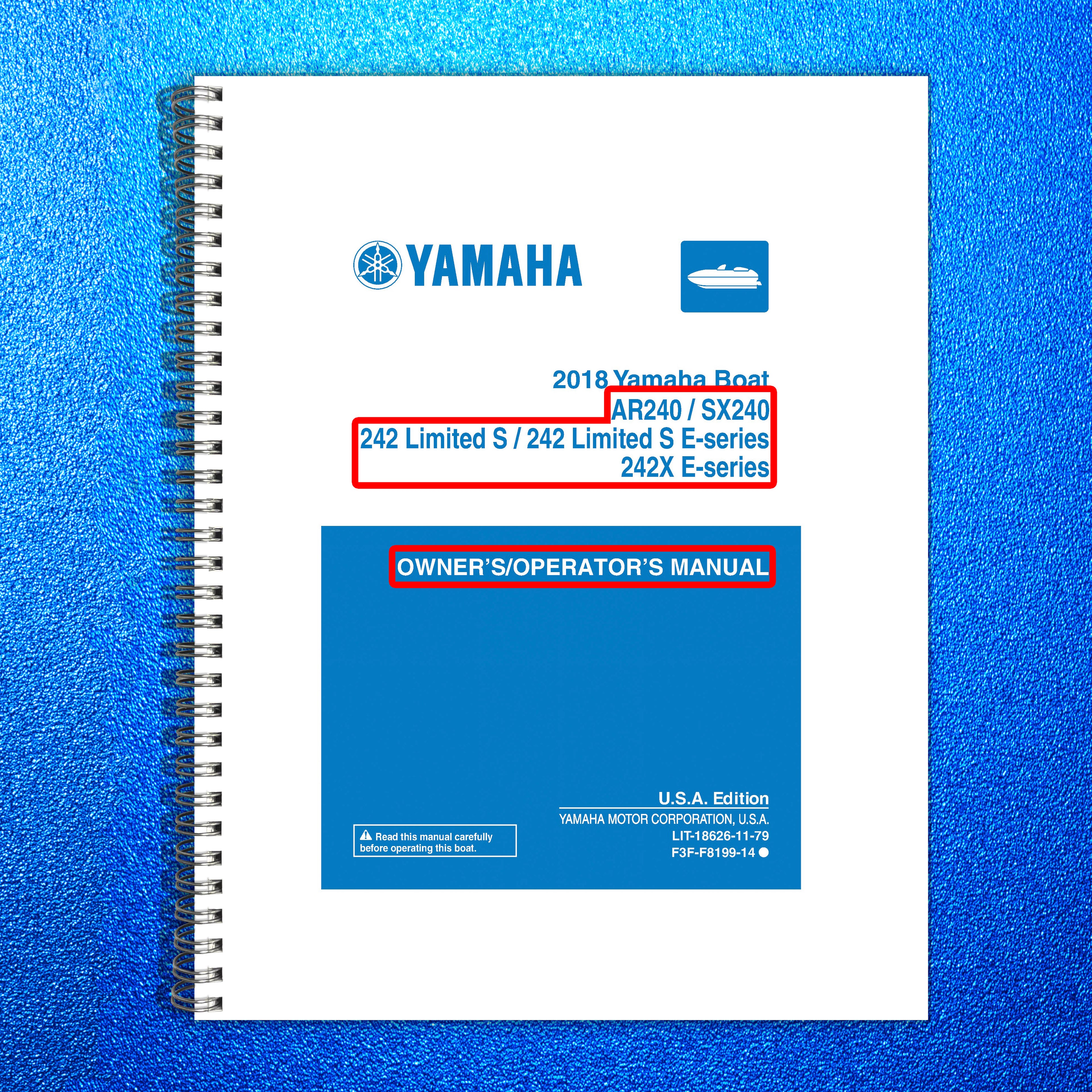 YAMAHA AR240 SX240 242 Limited S 242X Owners Operators Manual 2018 - WIRE BOUND