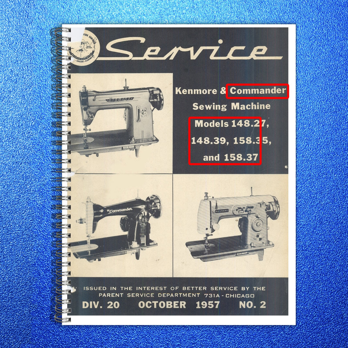 KENMORE  Commander 14827 14839 15835 15837 Sewing Service Manual 1957