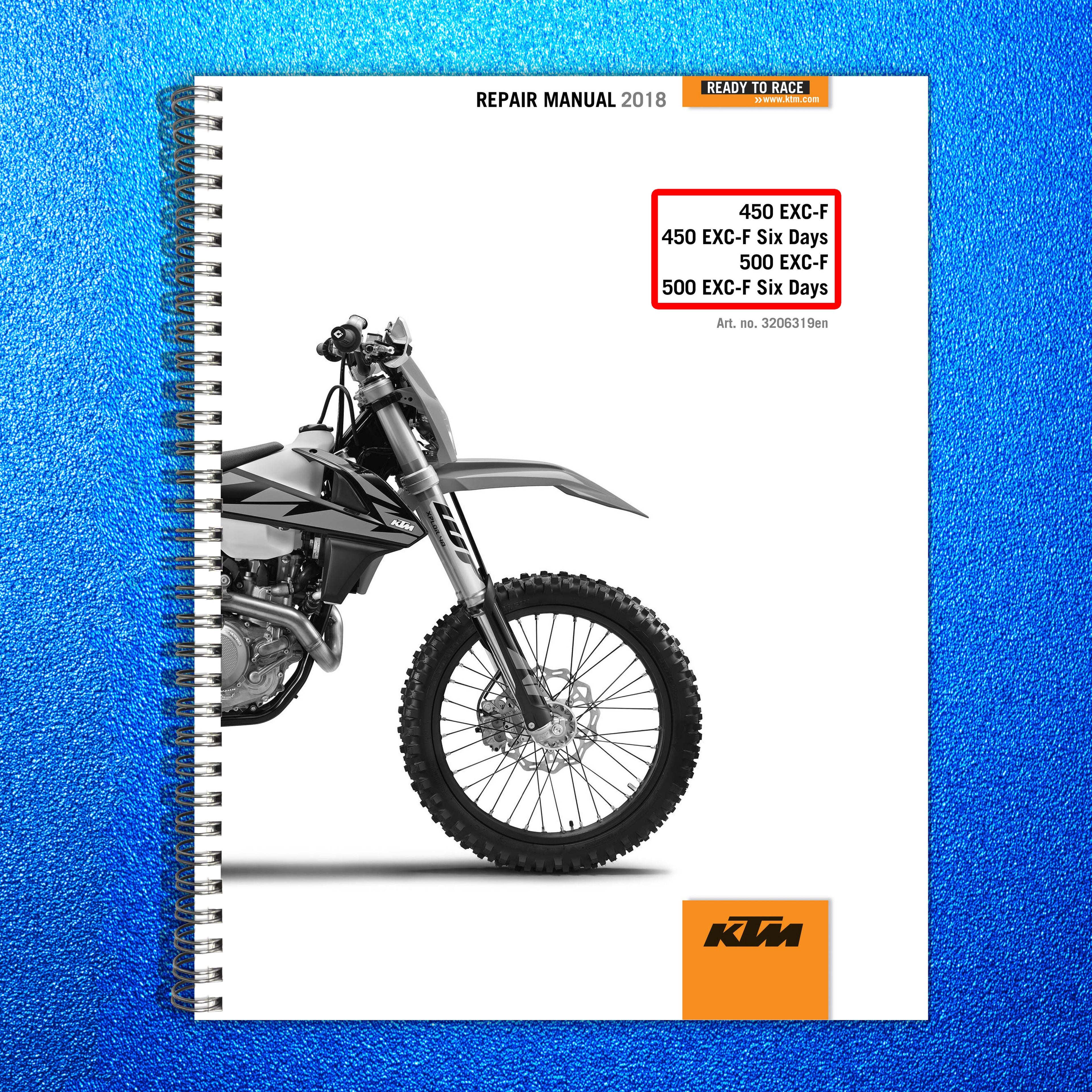 KTM 450 EXC XC-W Six Days Service Repair Manual 2018 - WIRE BOUND - TOUGH COVERS