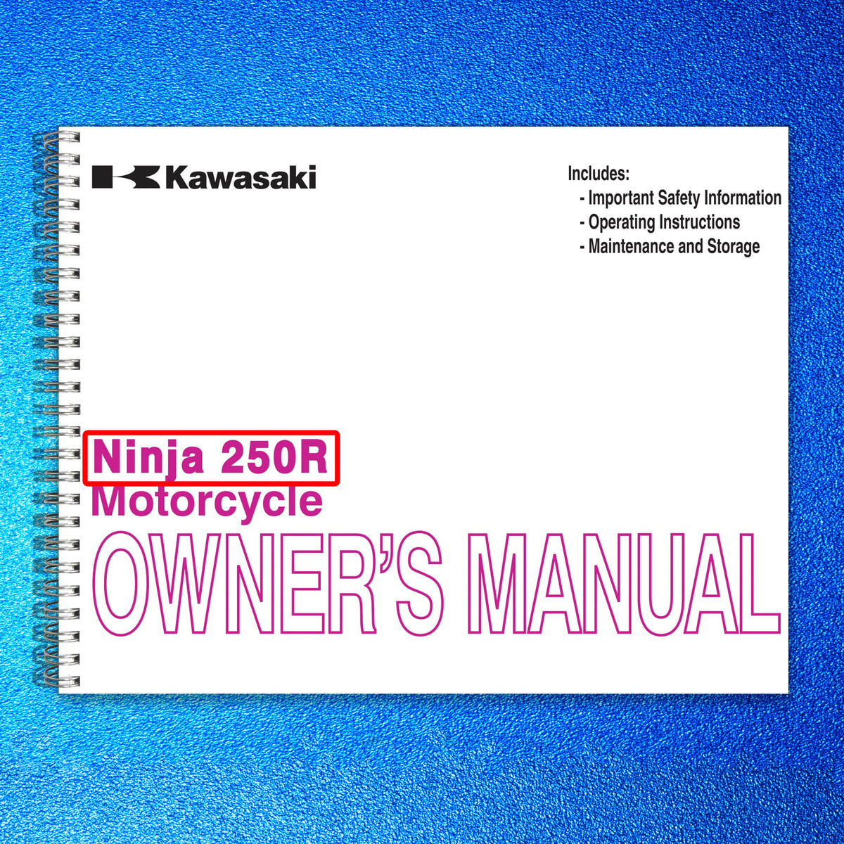 KAWASAKI Ninja 250R Motorcycle Quick Reference Guide Manual 2012 - BOUND
