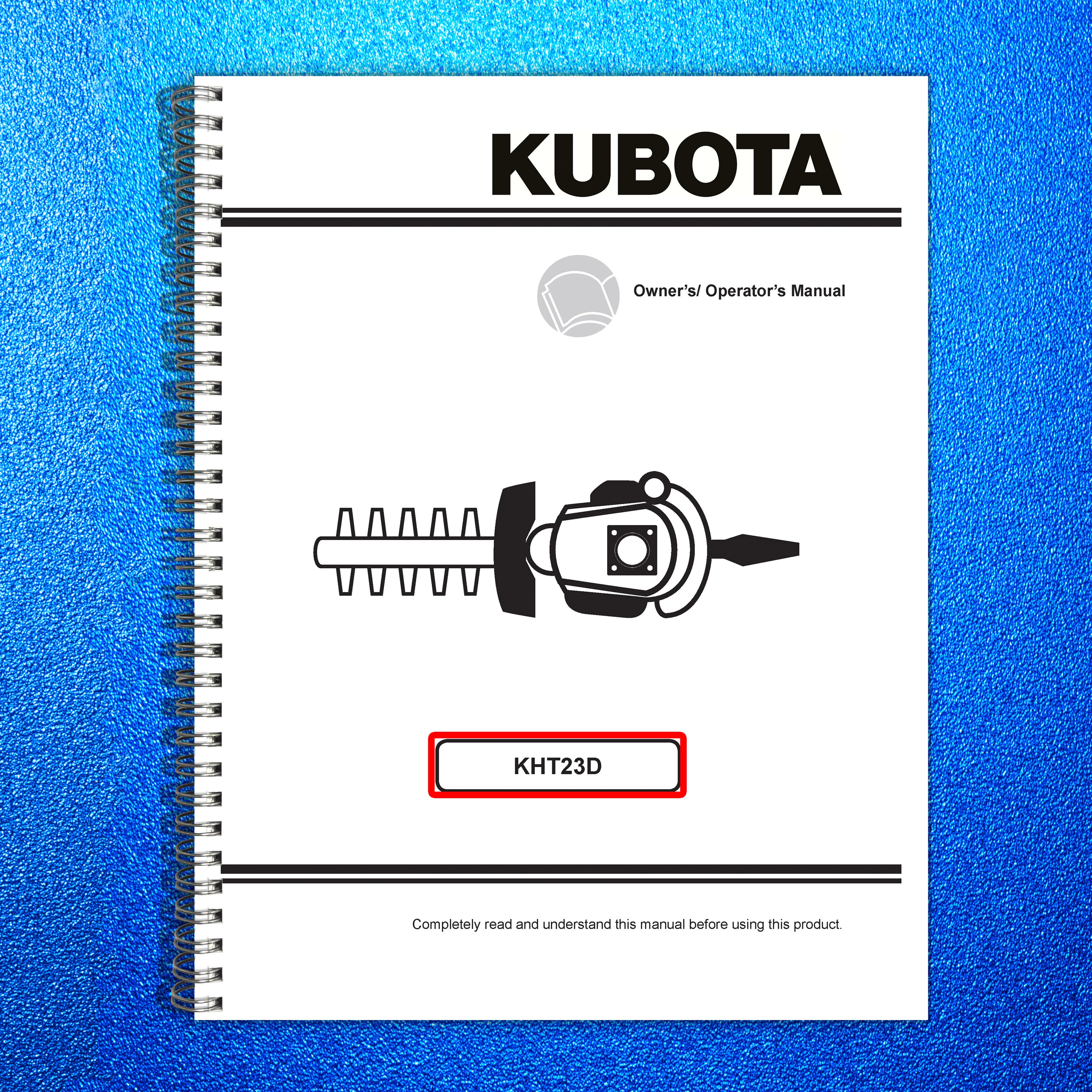 KUBOTA KHT23D Hedge Trimmer Owners Operators Manual - WIRE BOUND - TOUGH COVERS