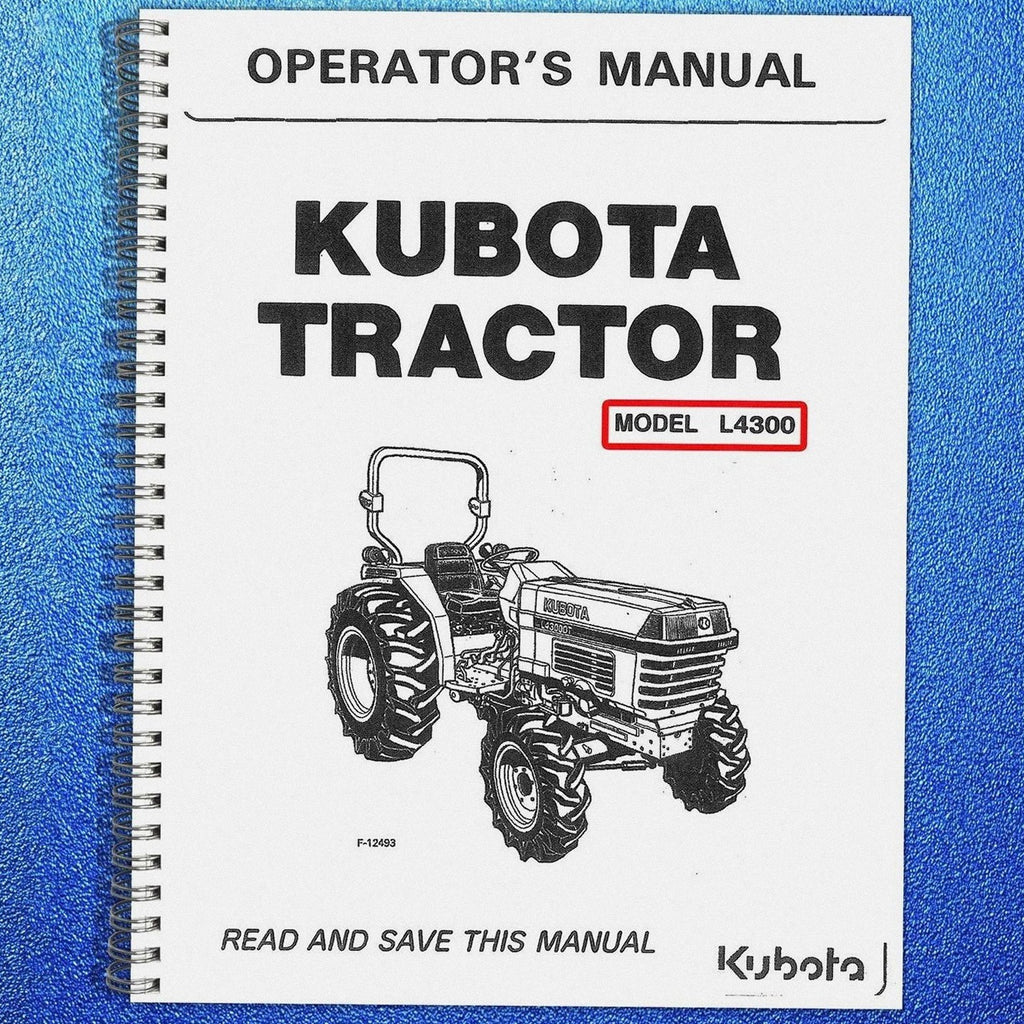 KUBOTA L4300 TRACTOR OPERATORS MANUAL - STEEL WIRE BOUND - PROTECTIVE COVERS