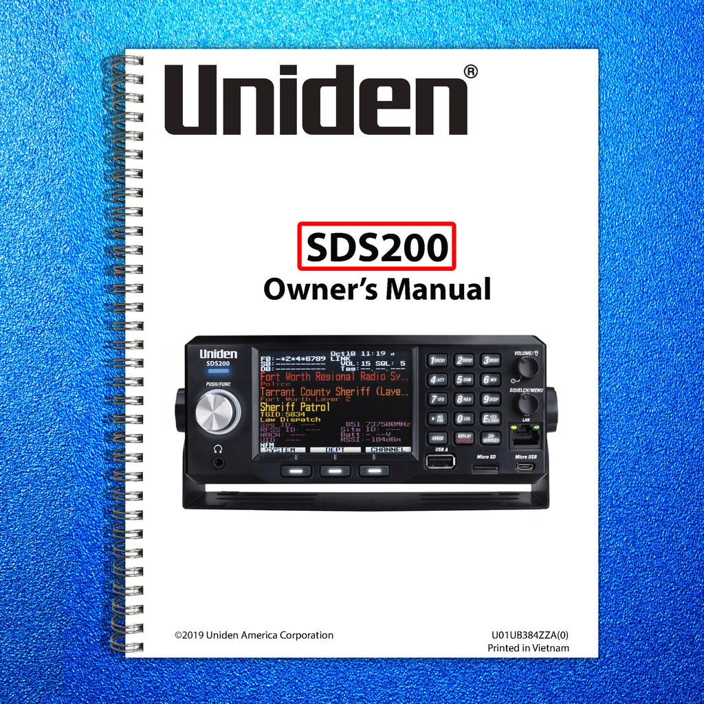 UNIDEN SDS200 Instructions Operating User Manual Guide - TOUGH WIRE BINDING