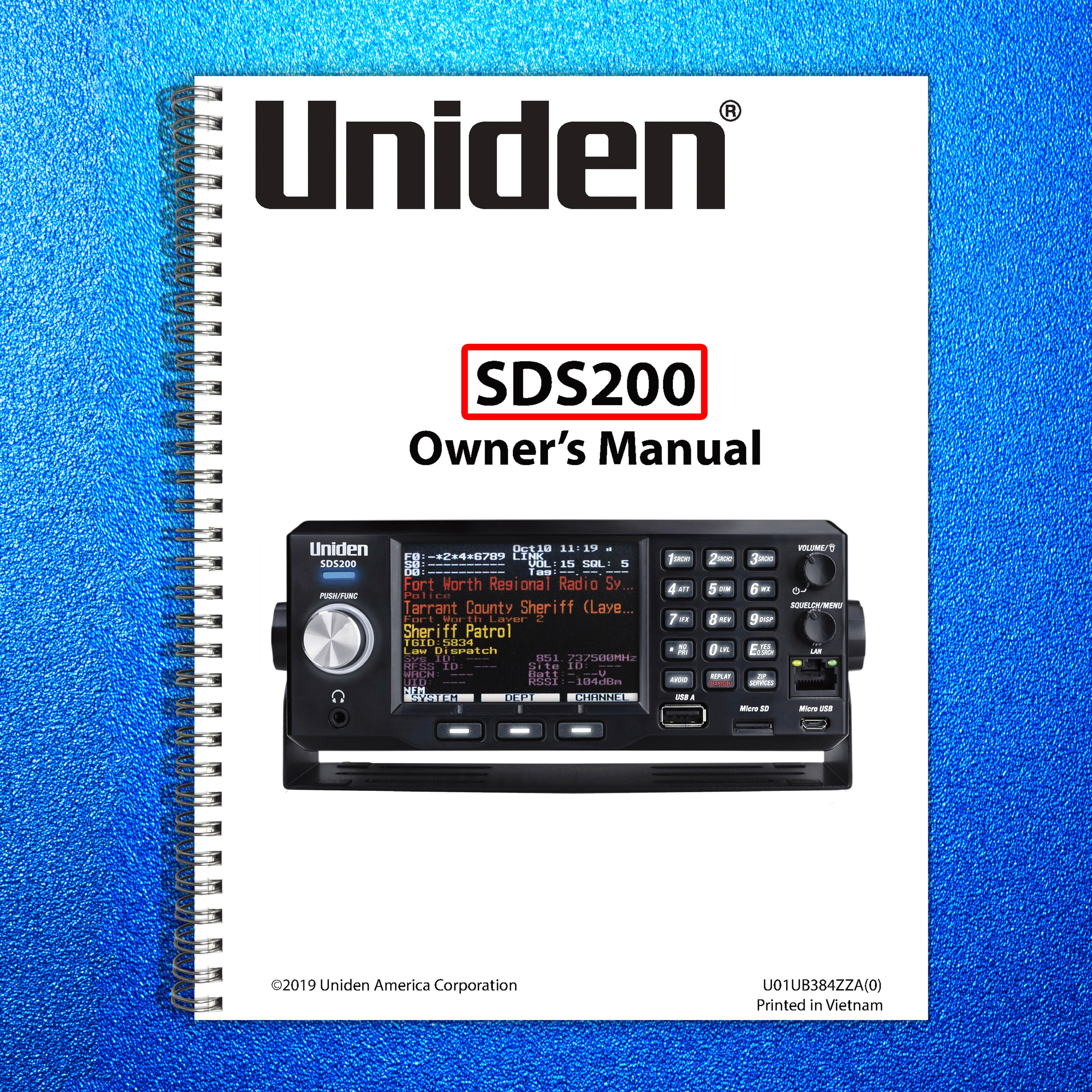 UNIDEN SDS200 Instructions Operating User Manual Guide - TOUGH WIRE BINDING