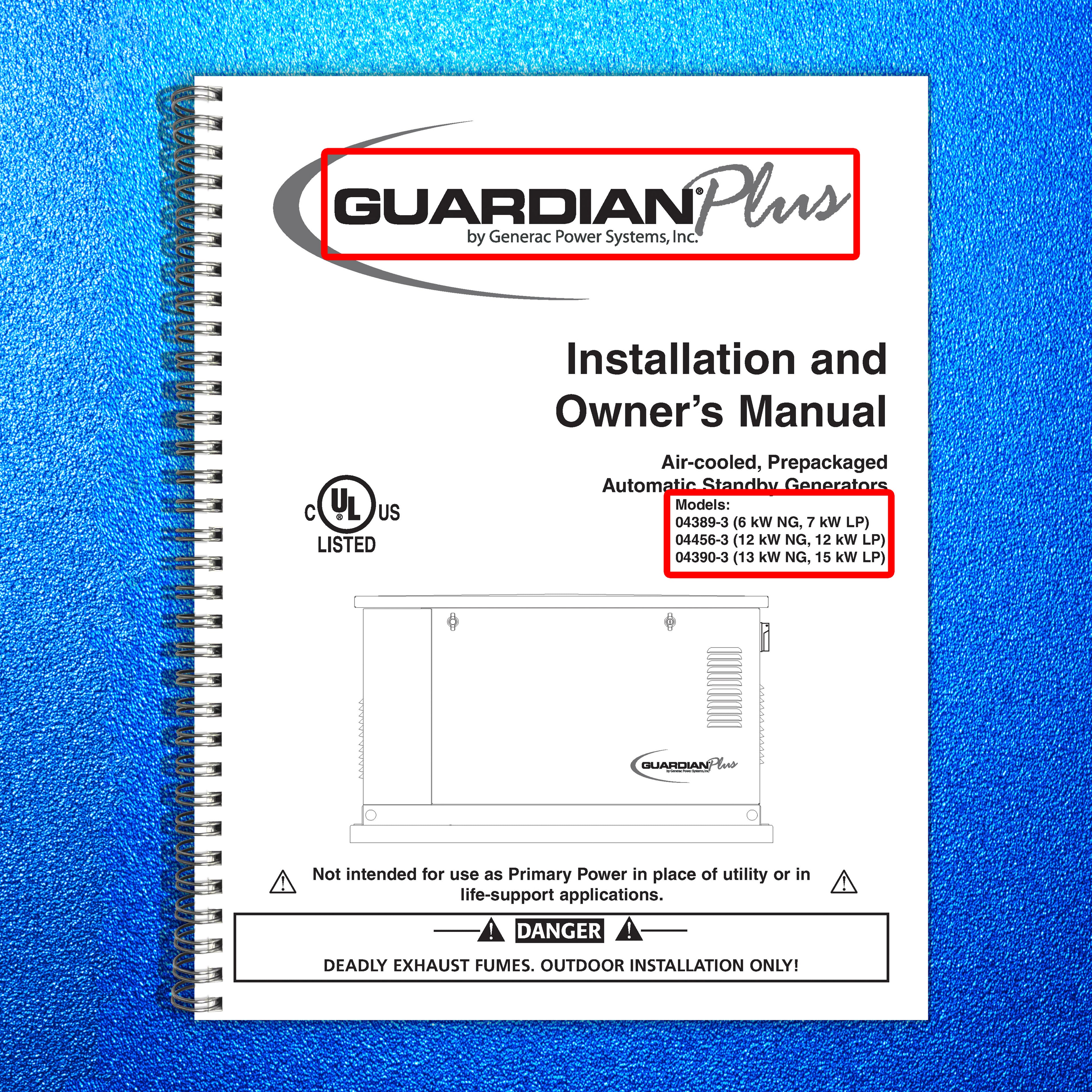 GUARDIAN Plus 4389-3 4456-3 3490-3 Owners Manual - WIRE BOUND - TOUGH COVERS