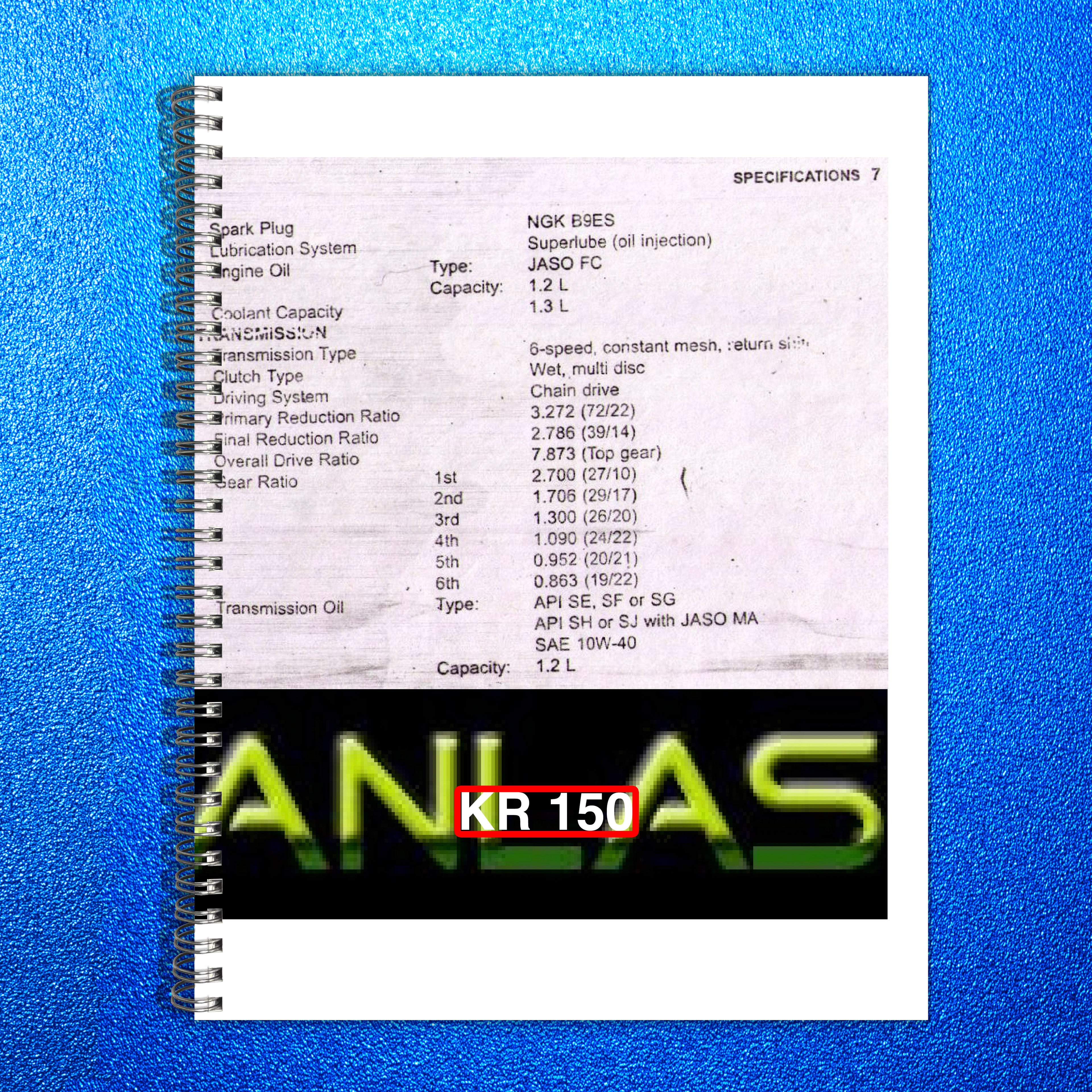 KAWASAKI KR 150 Motorcycle Owners Manual - STEEL WIRE BOUND - PROTECTIVE COVERS