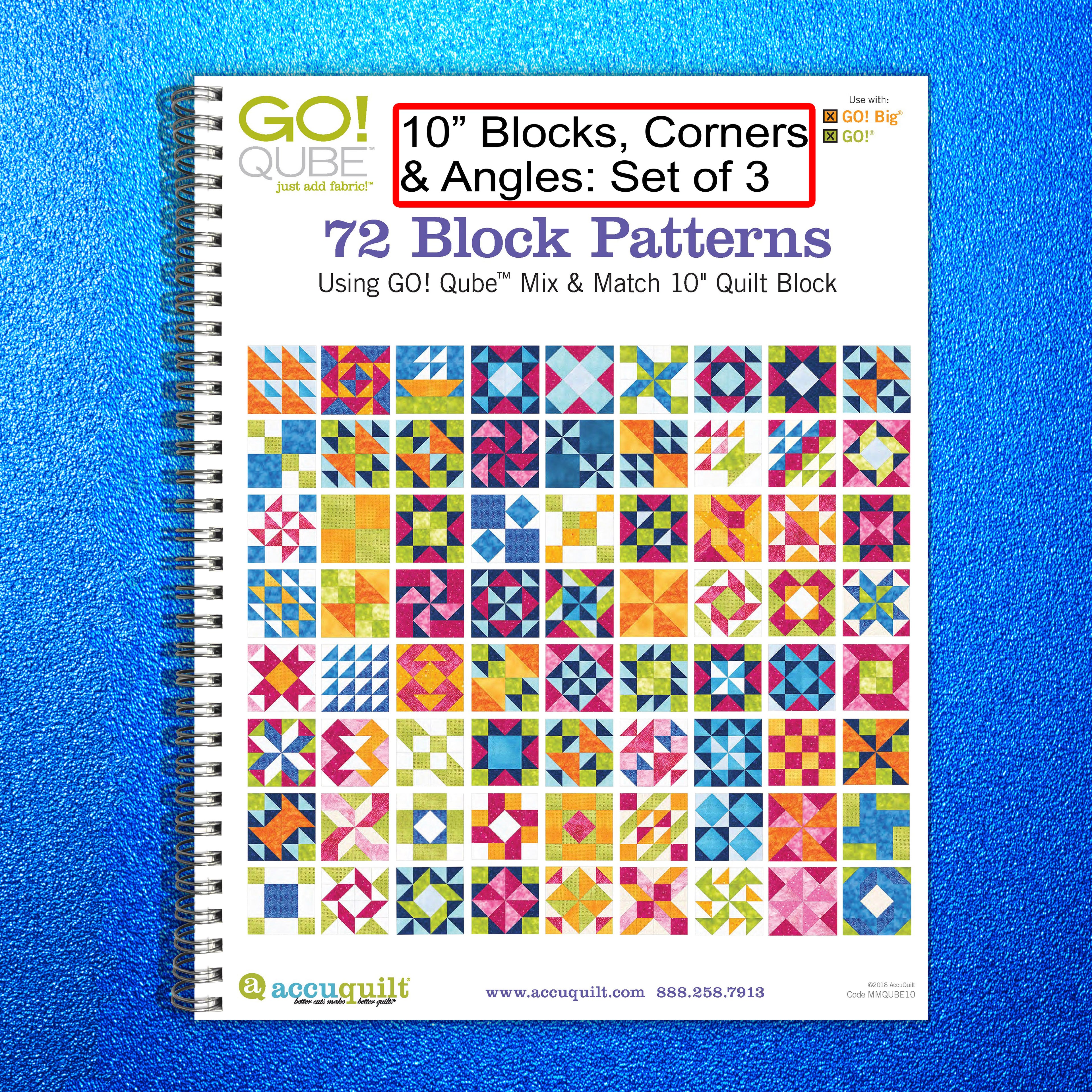 AccuQuilt Go! Qube Manual 10" 3-in-1: BLOCK, CORNERS & ANGLES, 434 PG Wire Bound