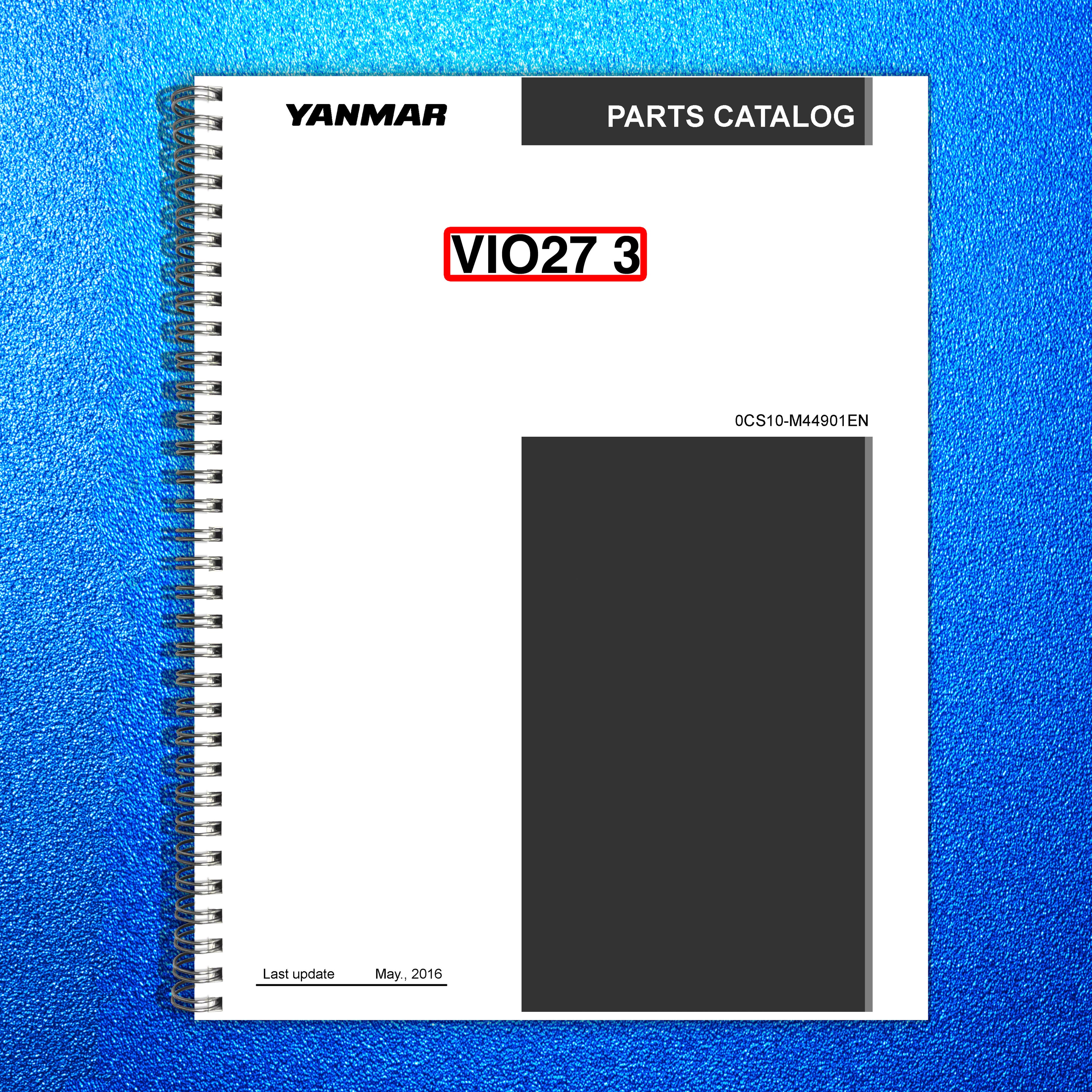 YANMAR ViO27-3 Excavator Parts Catalog Manual - STEEL WIRE BOUND - TOUGH COVERS