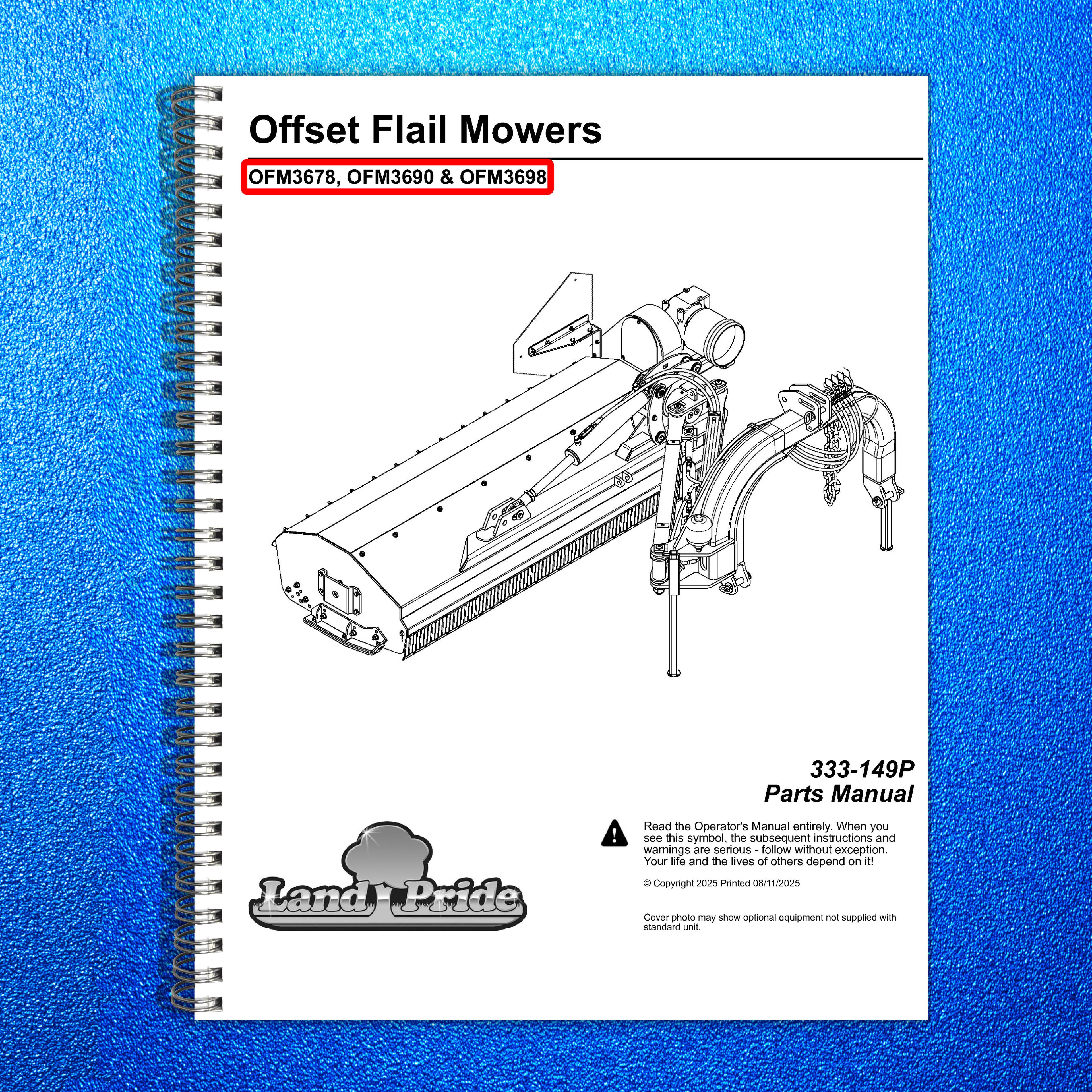 LAND PRIDE OFM36 Series Offset Flail Mowers Parts Manual 2025 - WIRE BOUND