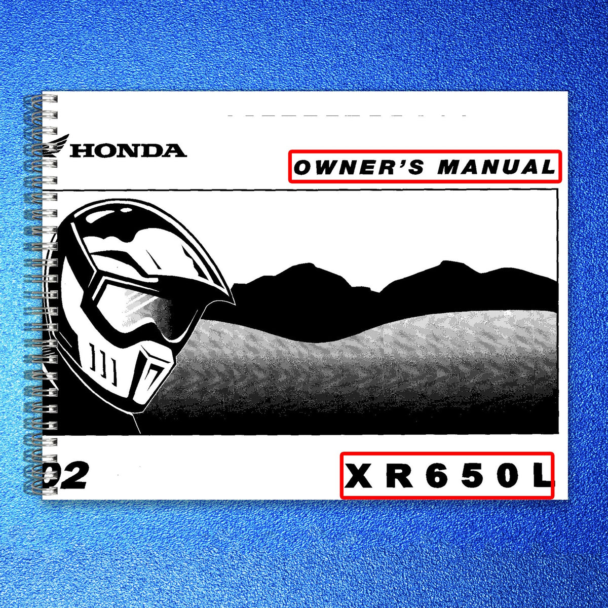 HONDA XR650L Owners Manual 2002 - STEEL WIRE BOUND - PROTECTIVE COVERS