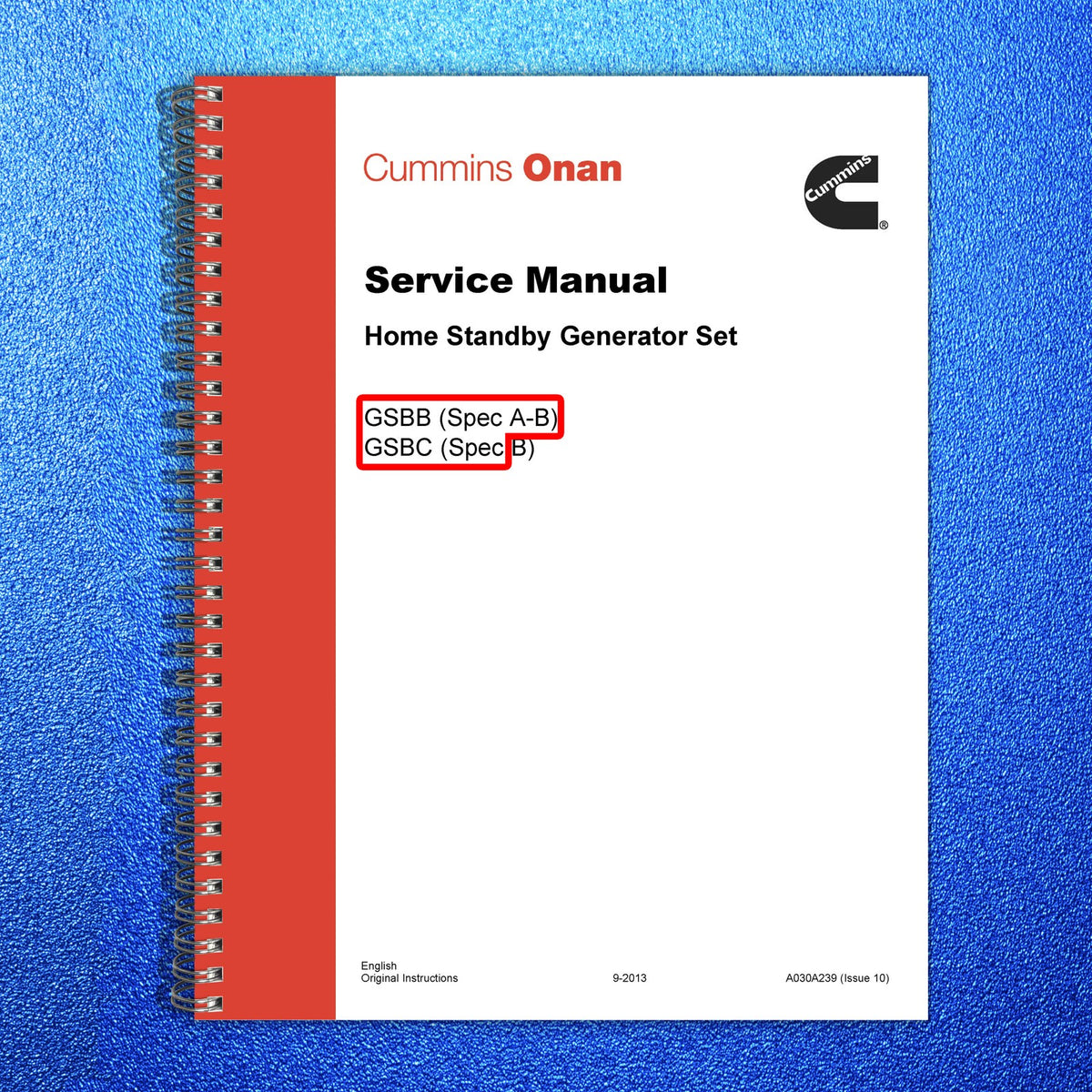 ONAN GSBB GSBC Standby Generator Service Manual 2013 - BOUND - COVERS - FOLDOUTS
