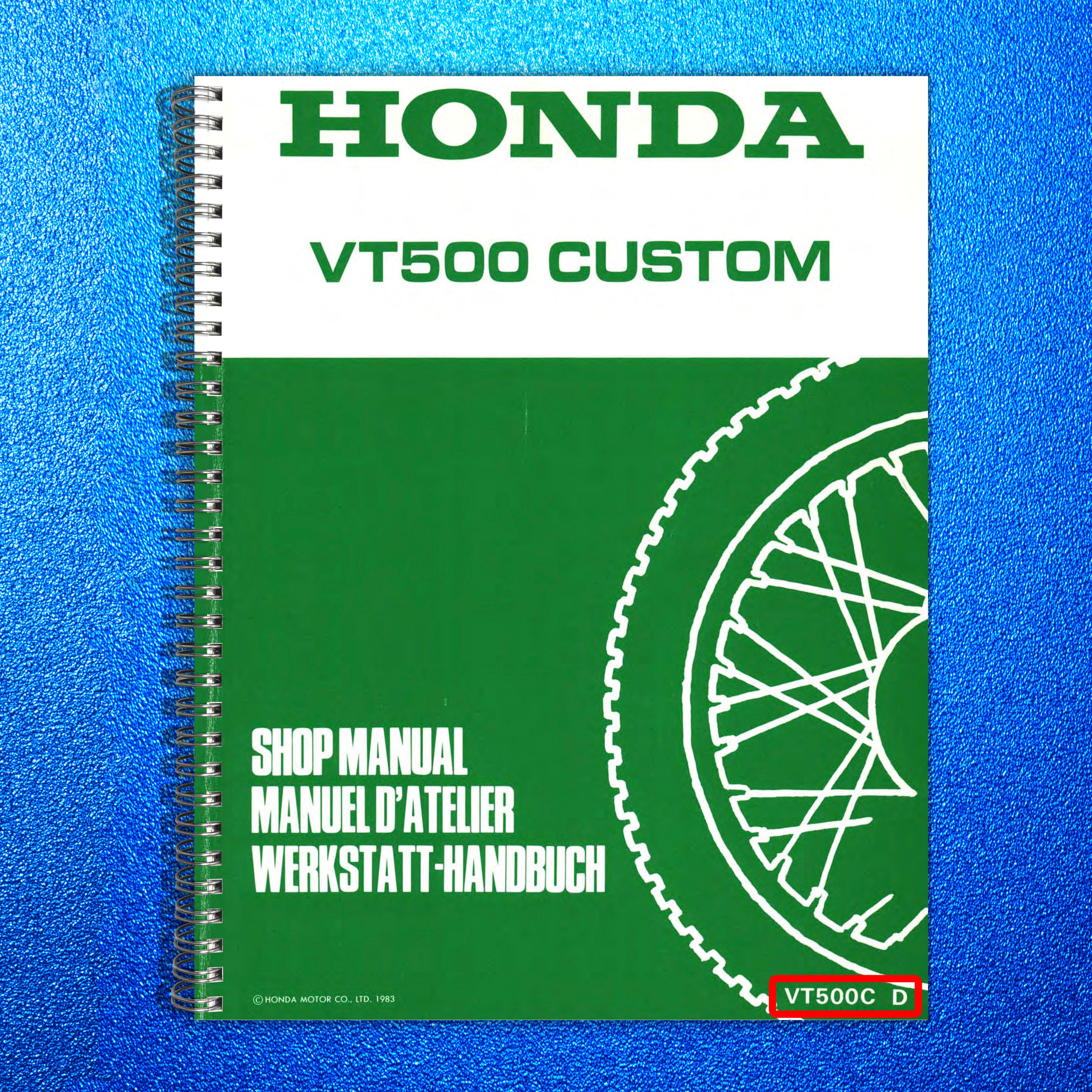 HONDA VT500C Shadow Workshop Manual 1983 - STEEL WIRE BOUND - PROTECTIVE COVERS