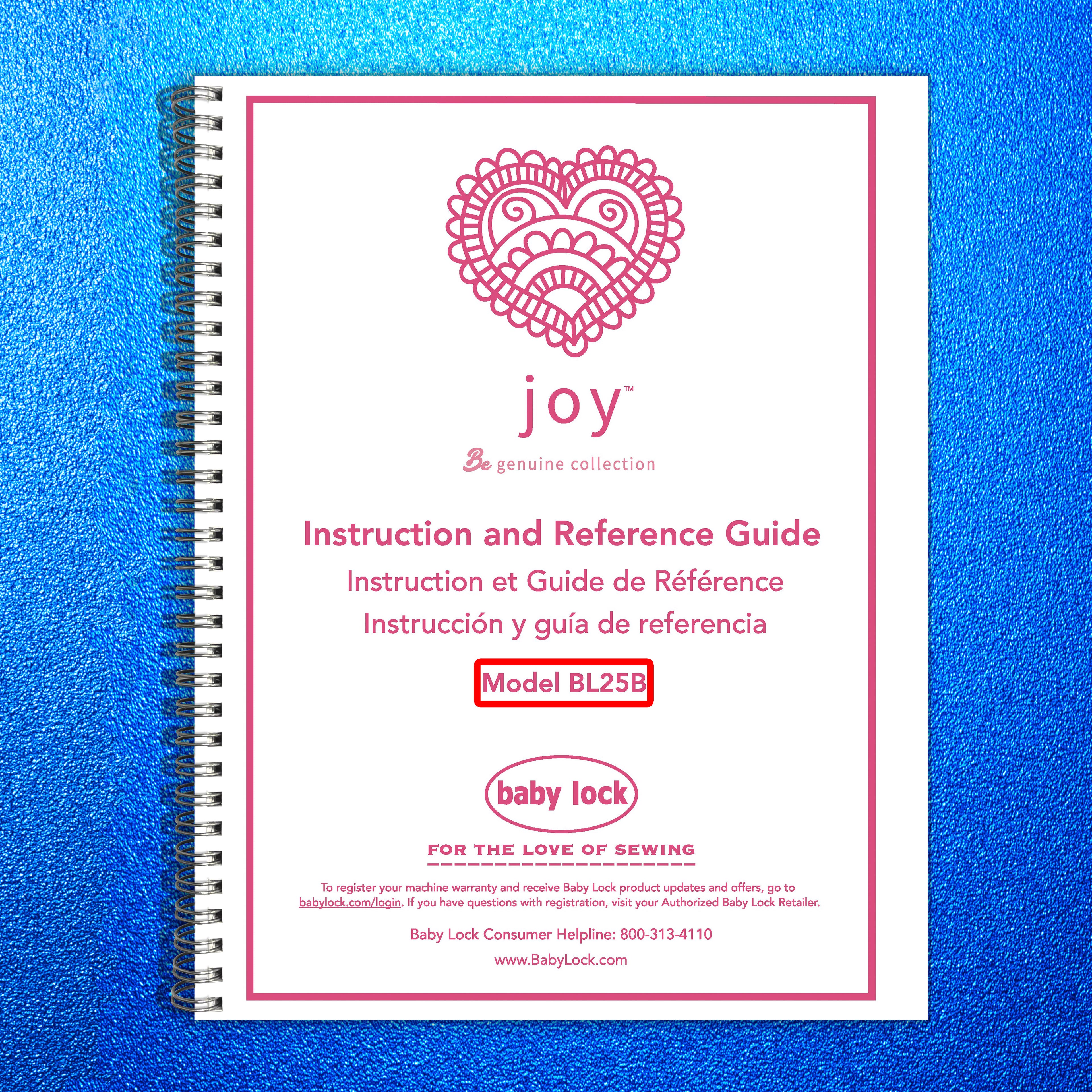 BABY LOCK Joy BL25B Sewing Machine Instruction Manual - WIRE BOUND - COVERS