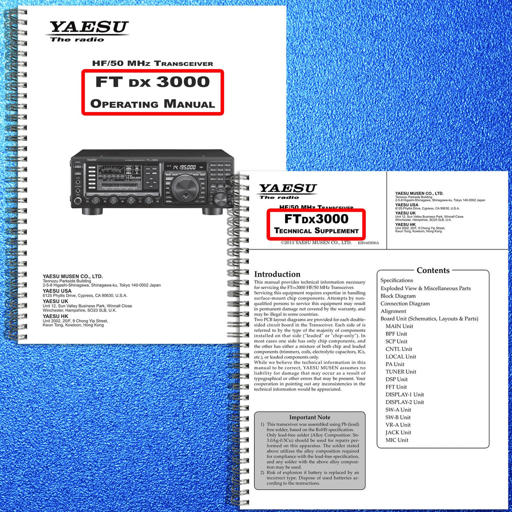YAESU FT DX 3000 BUNDLE: OPERATING & TECHNICAL MANUAL - BOUND, COVERS, FOLDOUTS