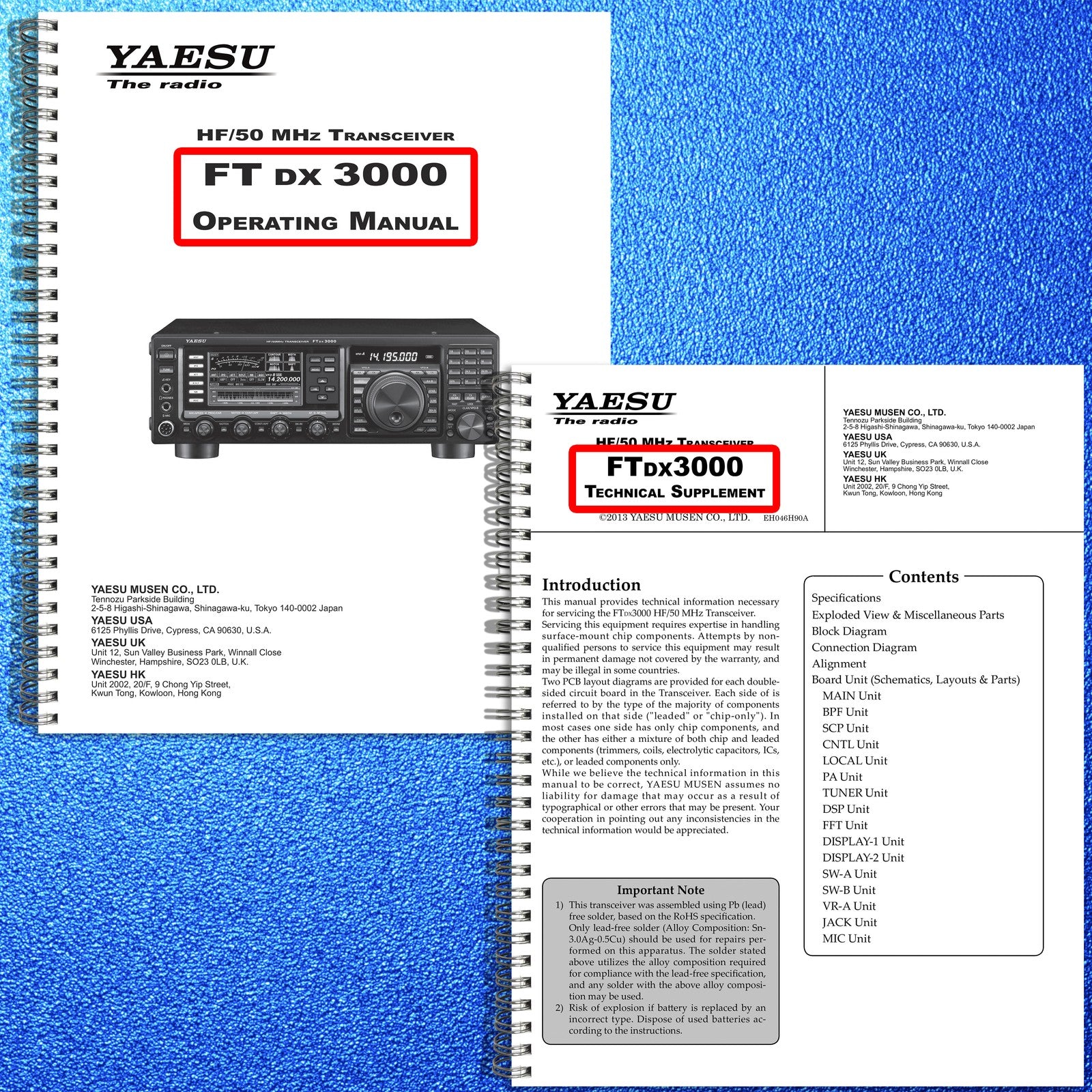 YAESU FT DX 3000 BUNDLE: OPERATING & TECHNICAL MANUAL - BOUND, COVERS, FOLDOUTS