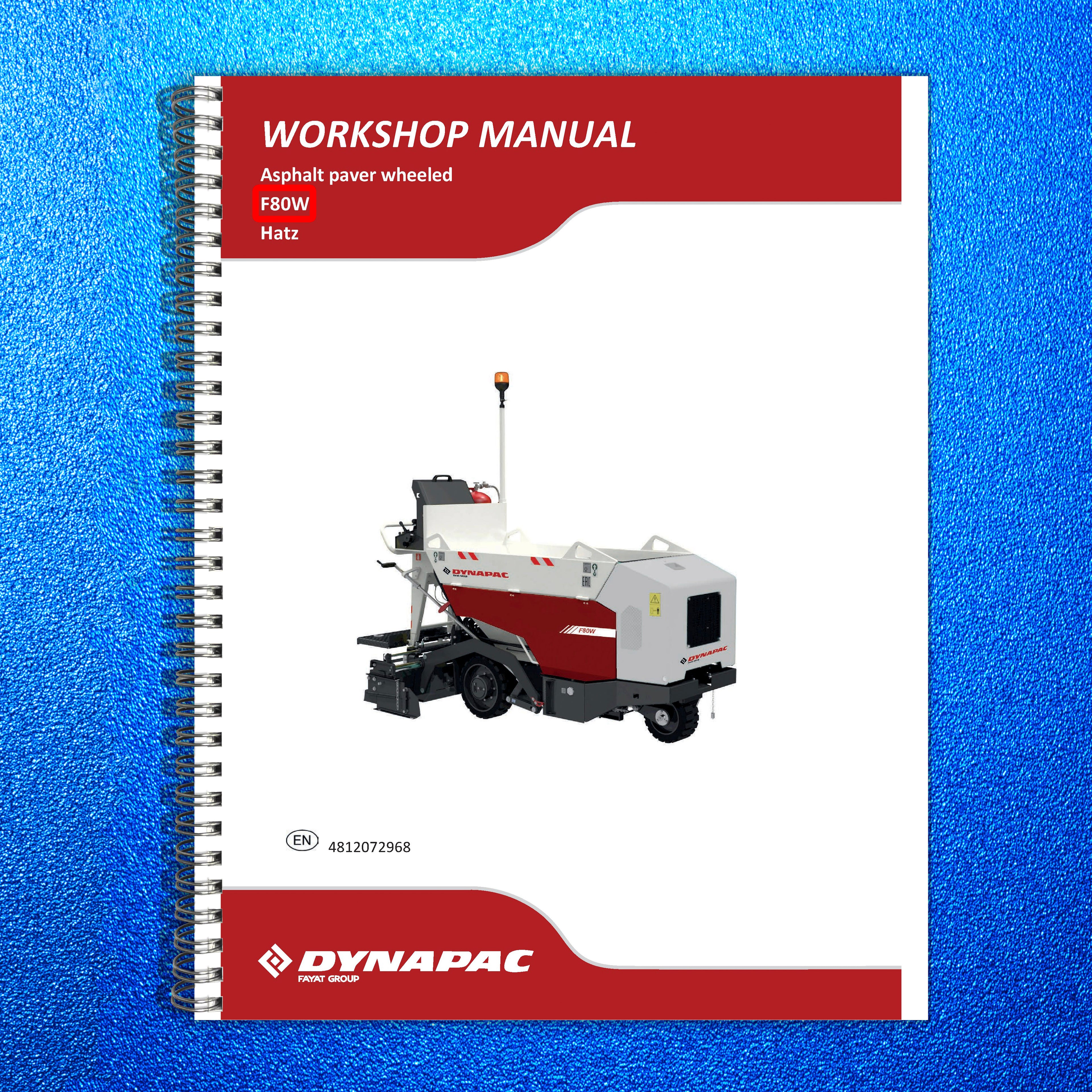 DYNAPAC F80W Hatz Workshop Manual SN 4510125 Up 2019 - WIRE BOUND - TOUGH COVERS