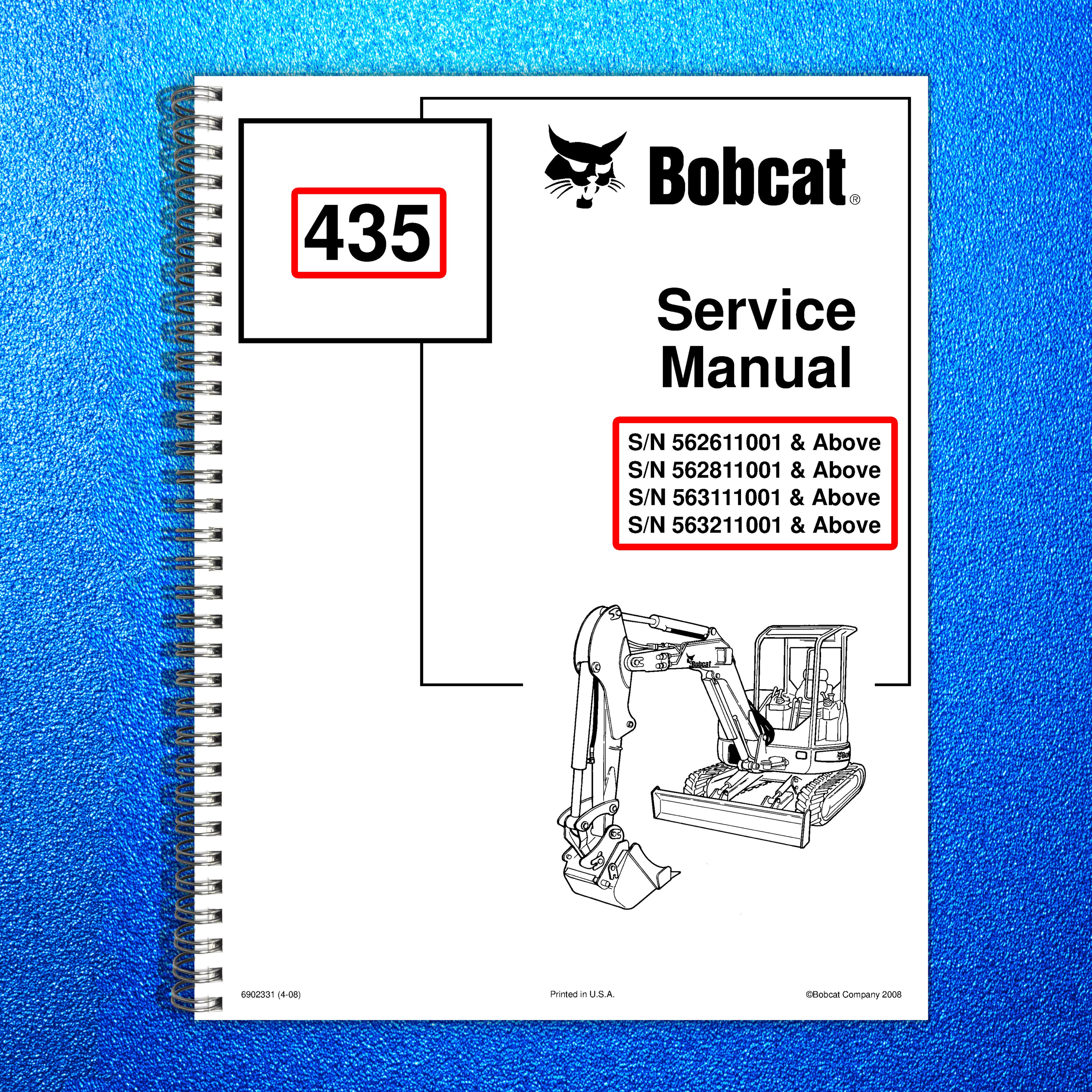 BOBCAT 435 Excavator Service Manual 2008 SN 562611001 Up, FOLDOUTS
