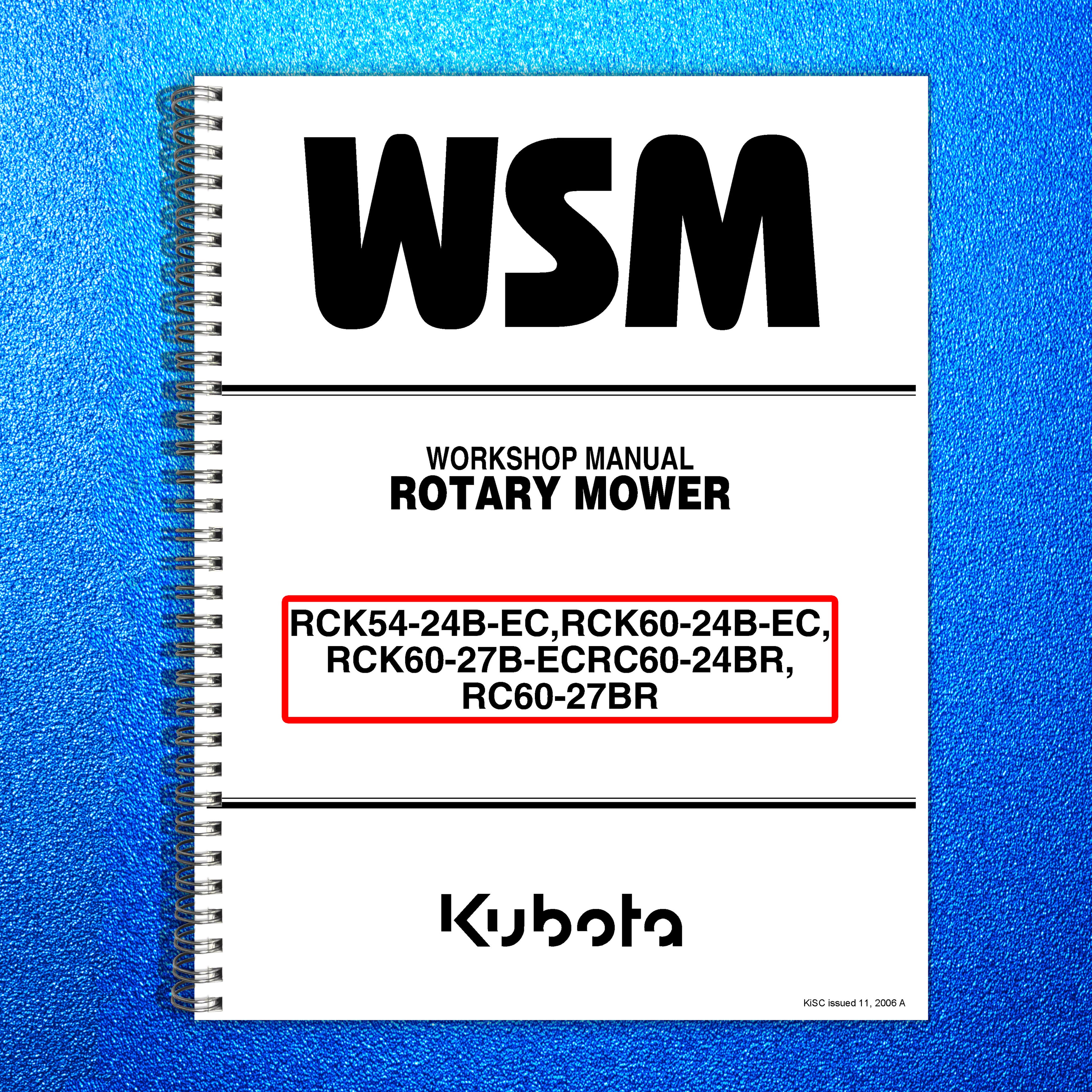 KUBOTA RCK54-24B RCK60-24B RCK60-27B RC60-24BR RC60-27BR Workshop Manual - BOUND