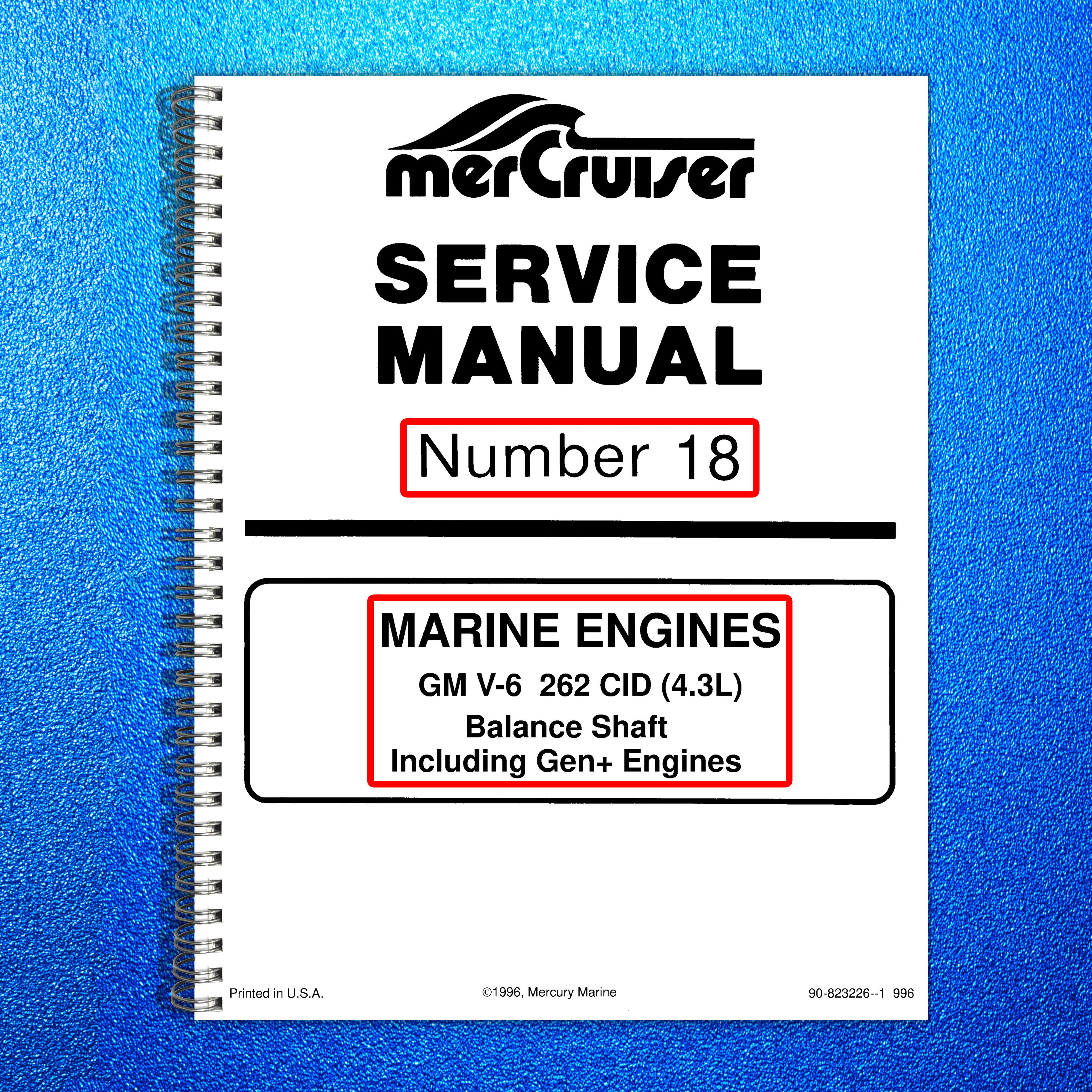 MERCURY Mercruiser No. 18 SERVICE MANUAL Marine Engines GM V-6 4.3L COVERS BOUND