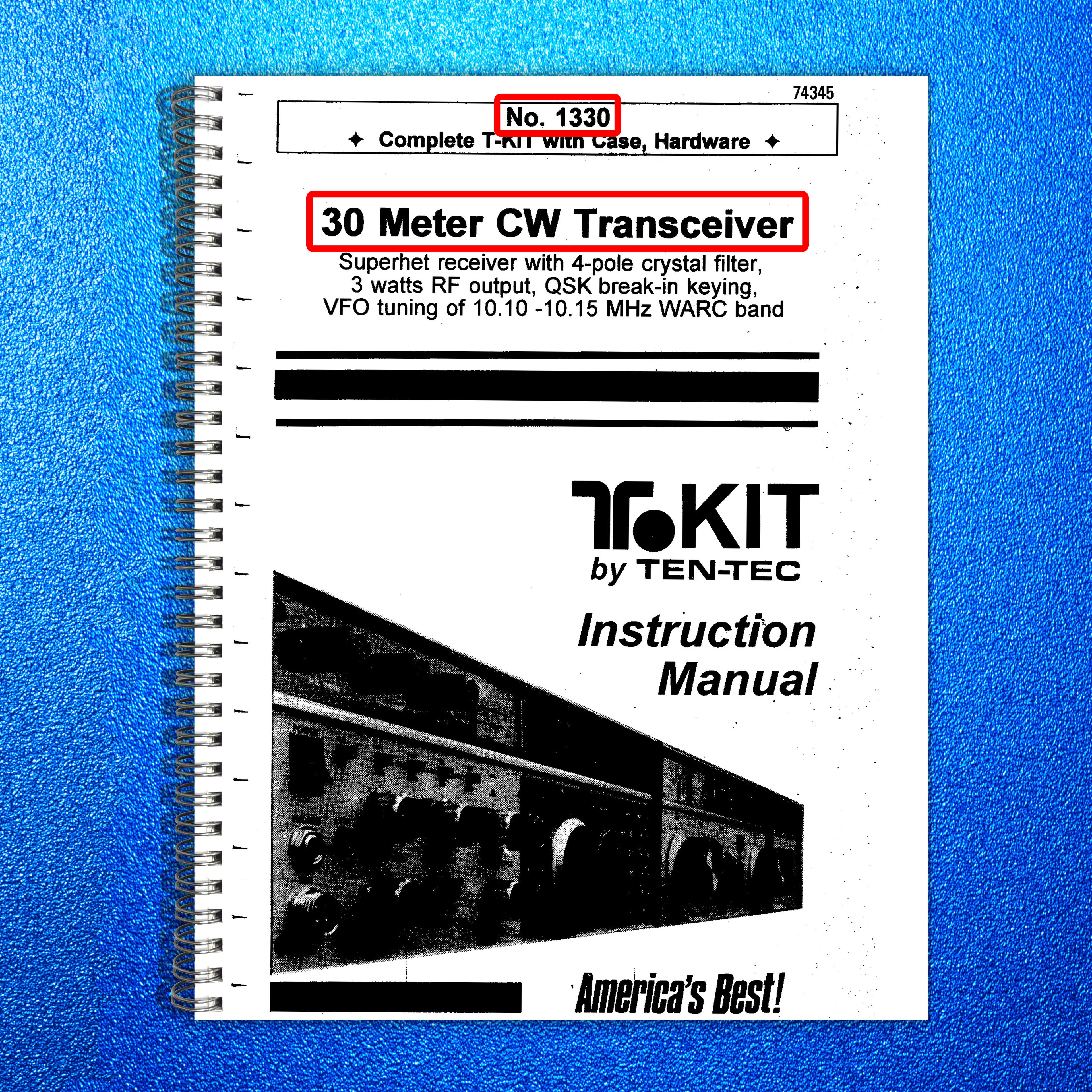 TEN TEC 1330 30 Meter CW Transceiver User Manual - BOUND - COVERS - XL FOLDOUTS