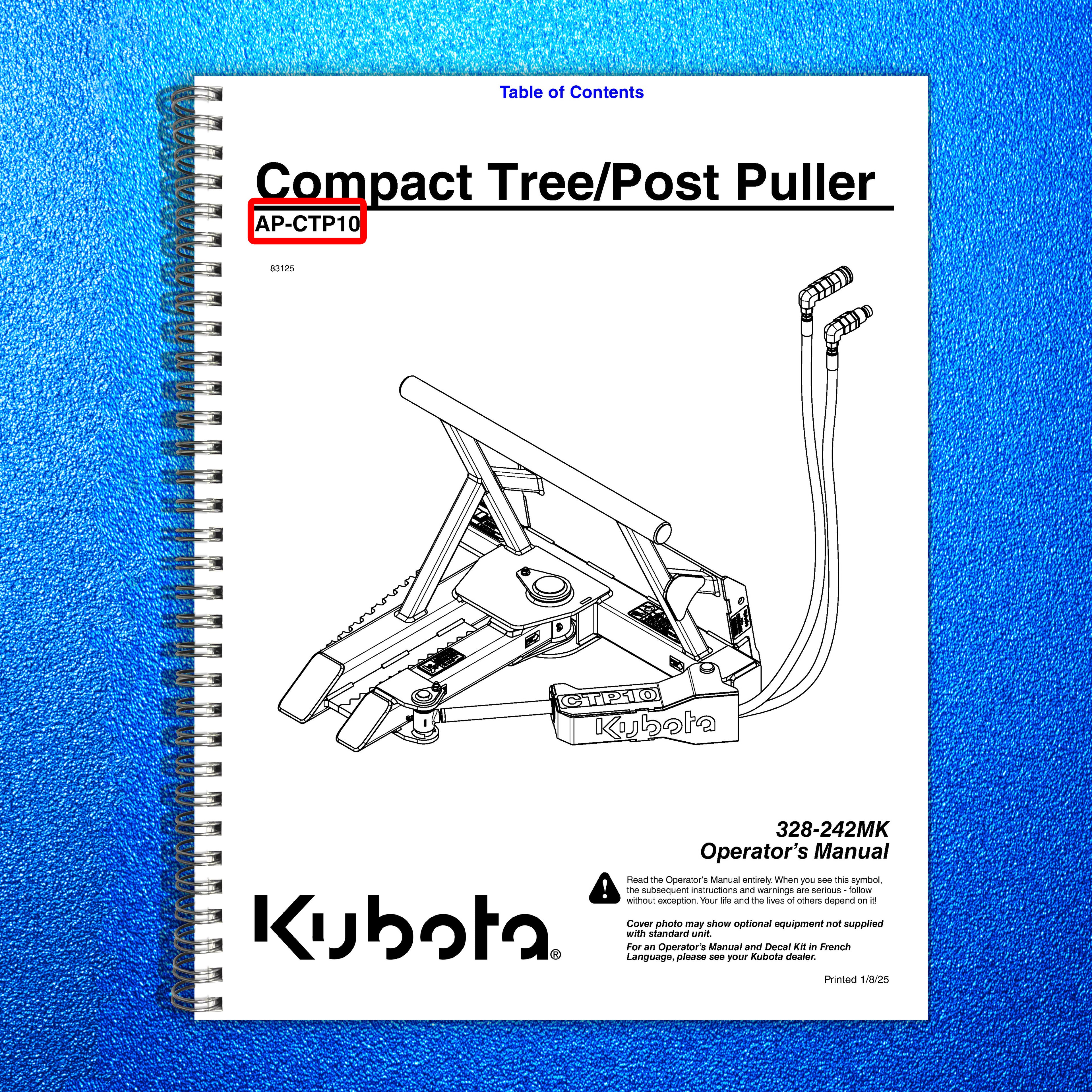 LAND PRIDE CTP10 Series Compact Tree Puller Operators Manual - WIRE BOUND