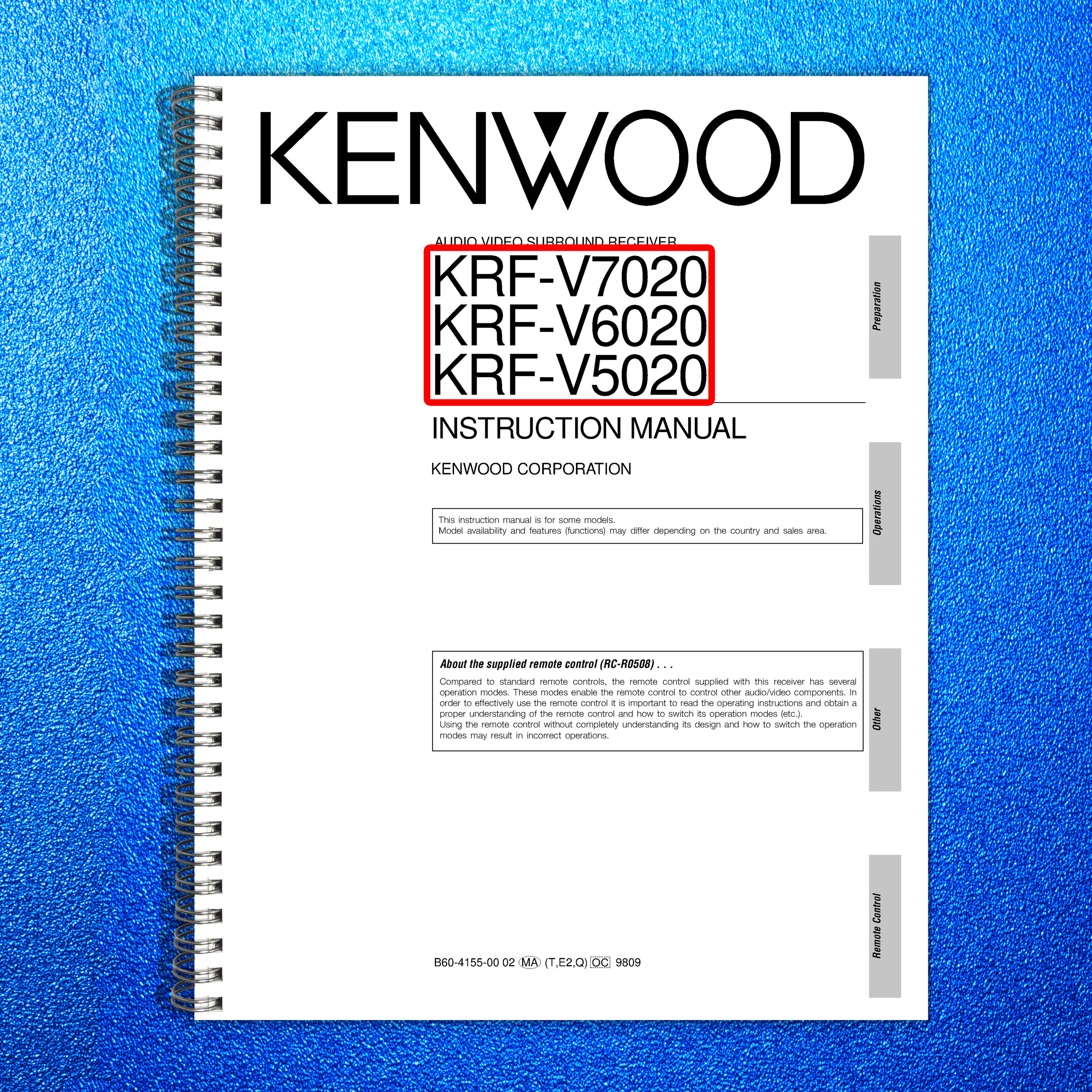 KENWOOD KRF-V7020 KRF-V6020 KRF-V5020 Instruction Manual - WIRE BOUND - COVERS