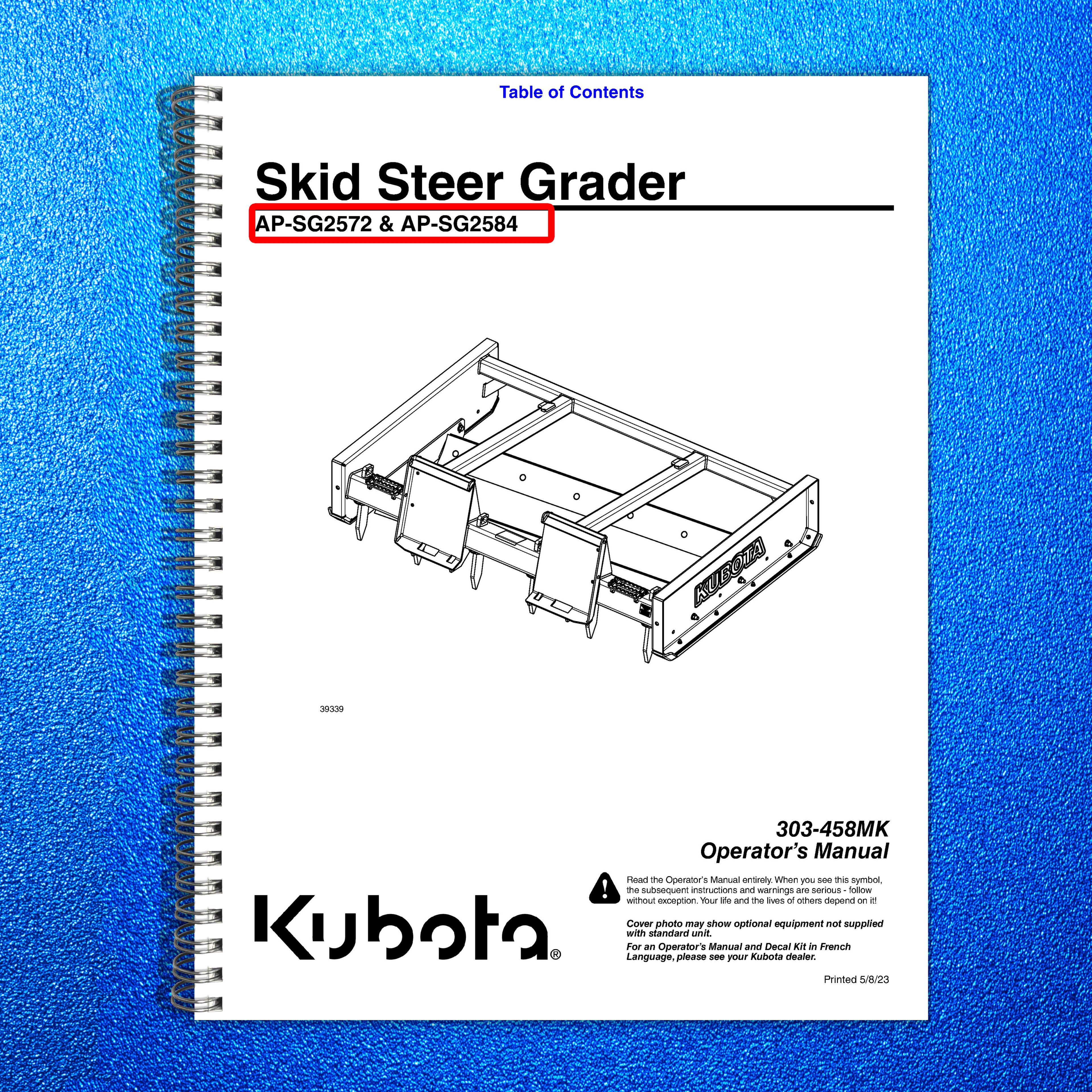 LAND PRIDE SG25 Series Skid Graders Operators Manual - WIRE BOUND - TOUGH COVERS