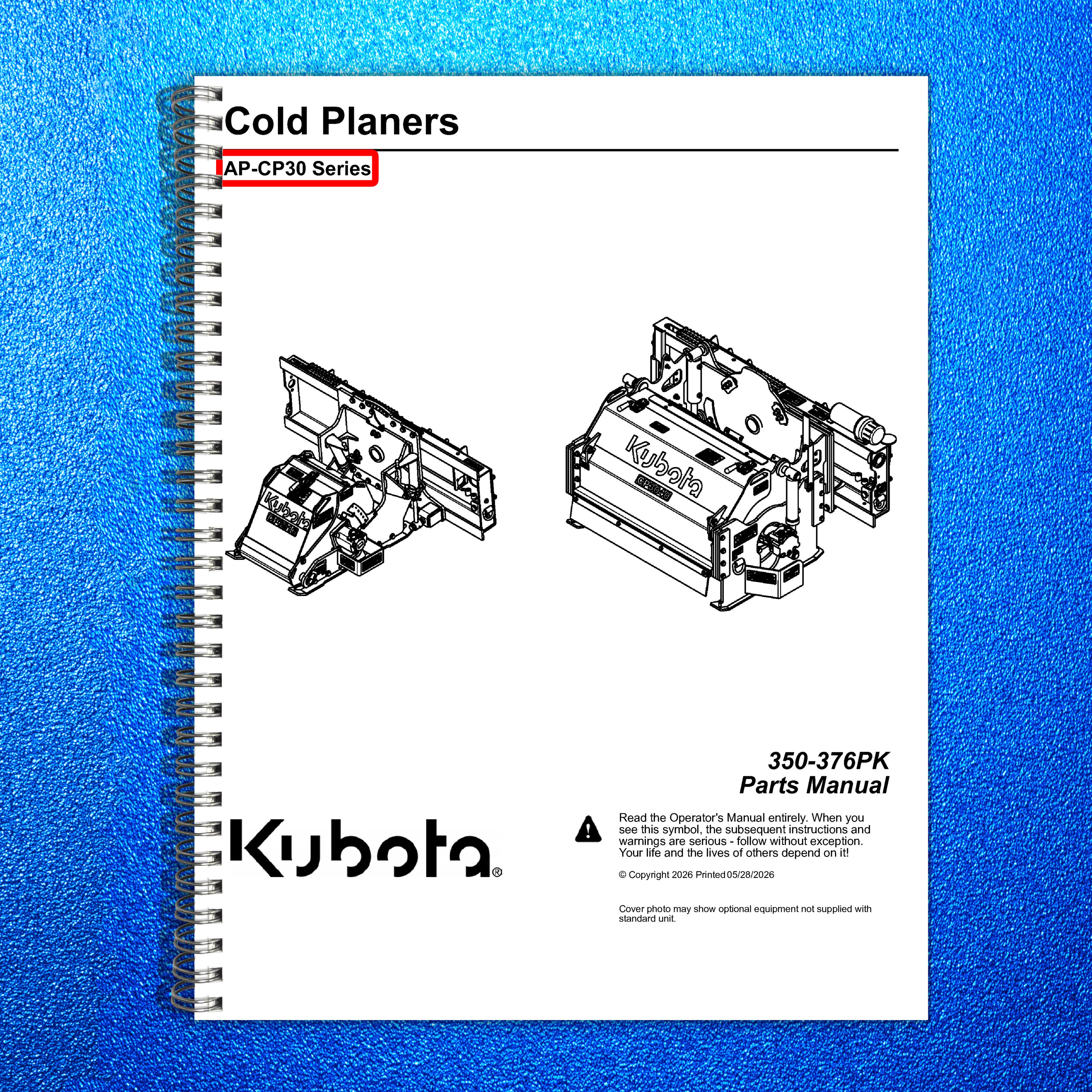 LAND PRIDE CP30 Series Cold Planers Parts Manual 2026 - WIRE BOUND - COVERS