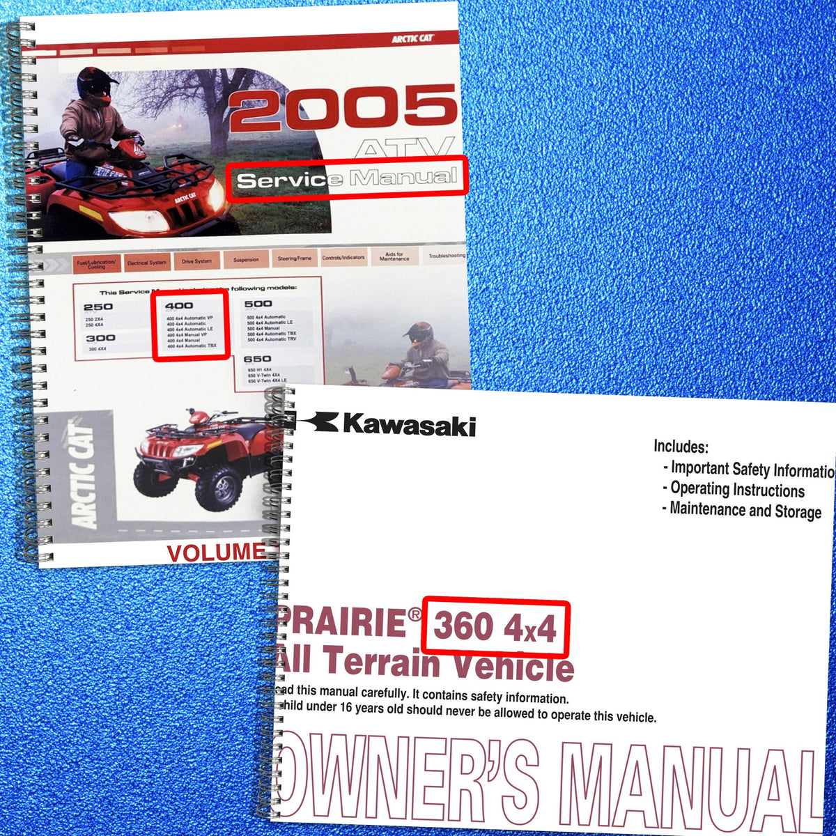 ARCTIC CAT 400 4X4 Prairie 360 4x4 Service/Operators Manual BUNDLE - WIRE BOUND