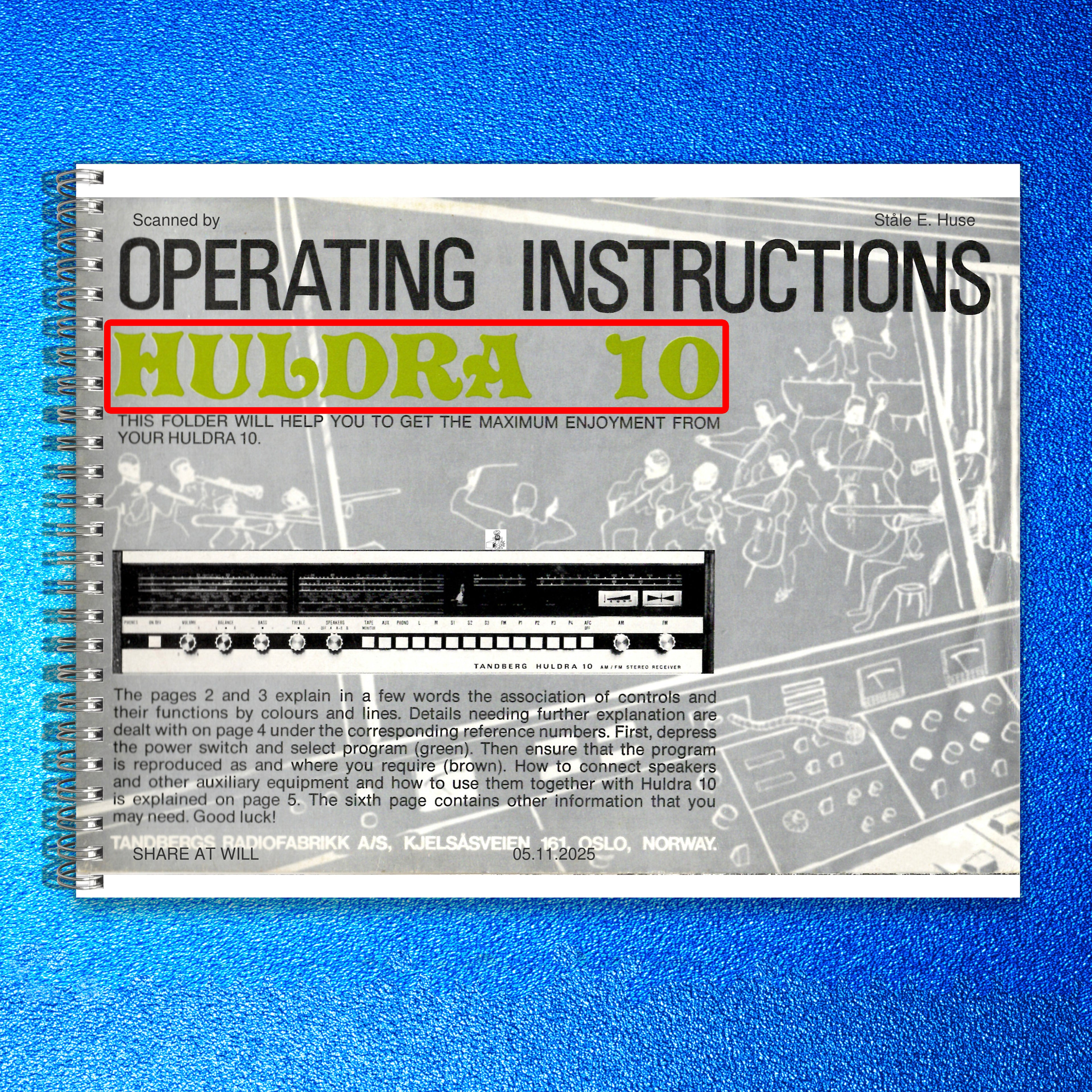 HULDRA 10 Operating Manual English - BOUND - COVERS - XL FOLDOUT PAGES
