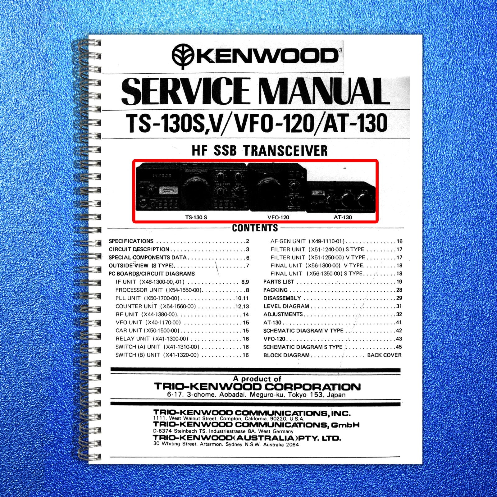 KENWOOD TS-130S TS-130V VFO-120 AT-130 Transceiver Service Manual, FOLDOUTS