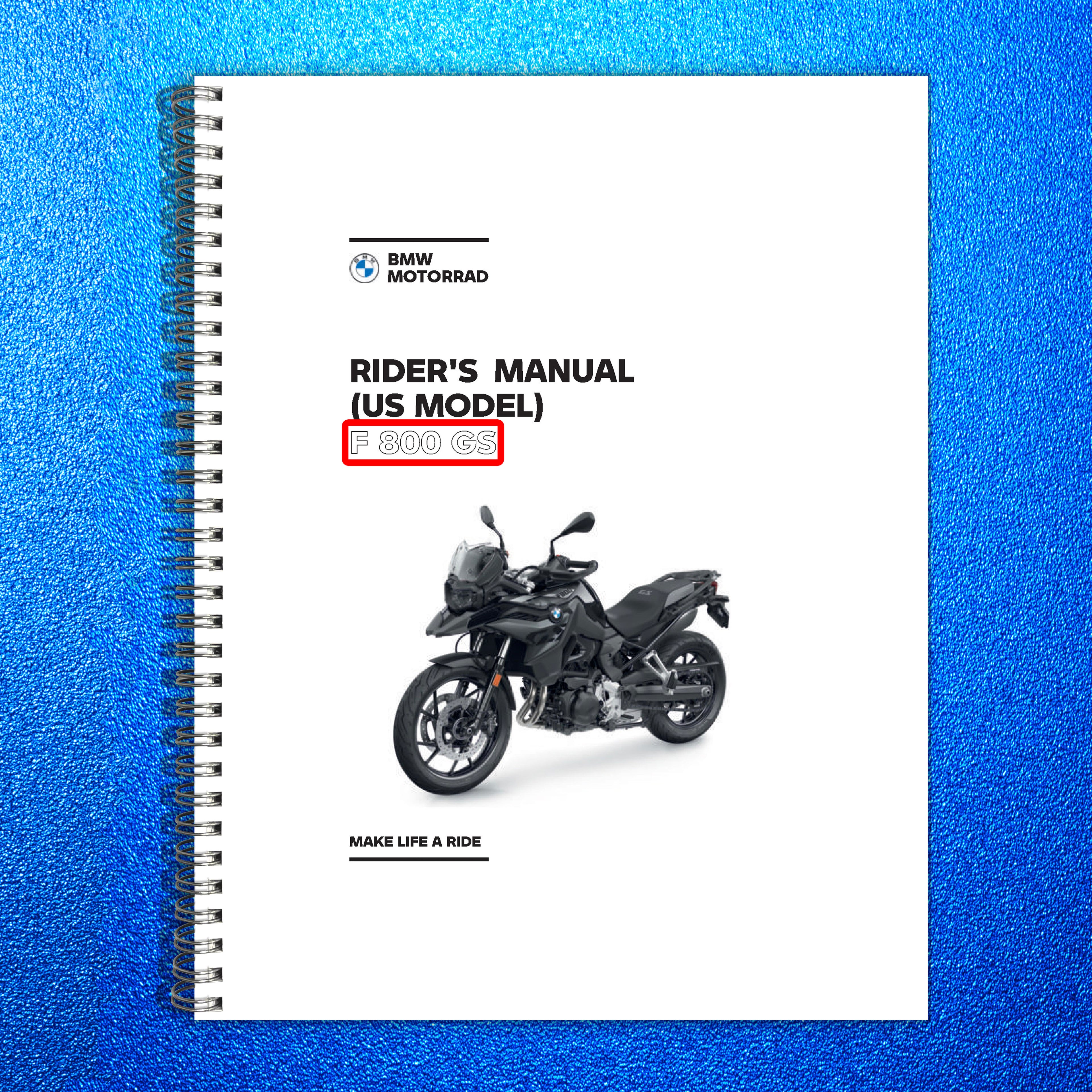 BMW F 800 GS Riders Manual US Model - STEEL WIRE BOUND - PROTECTIVE COVERS