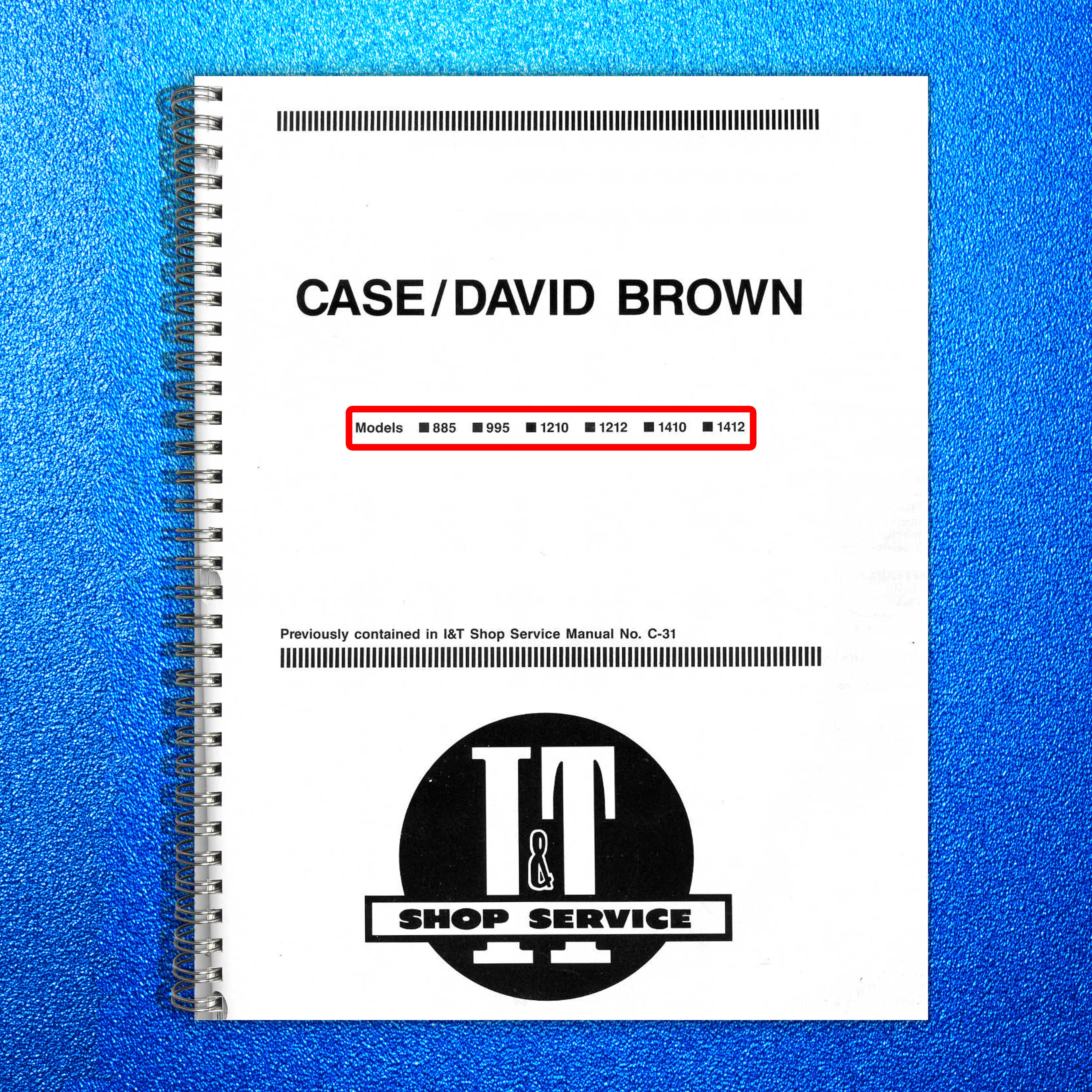 CASE David Brown 885 995 1210 1212 1410 1412 Shop Service Manual - WIRE BOUND