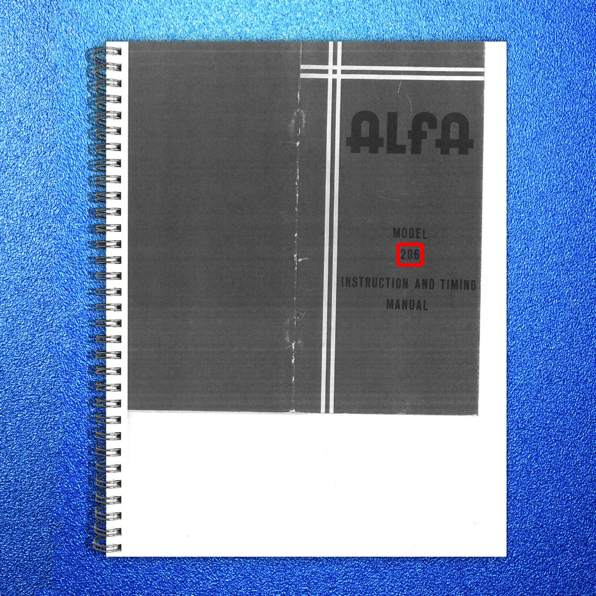 ALFA 206 Sewing Machine Instruction And Timing Manual - WIRE BOUND - COVERS