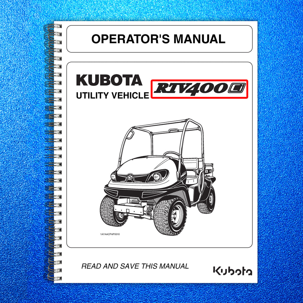 KUBOTA RTV400Ci RTV 400 ci OPERATORS MANUAL - WIRE BOUND - PROTECTIVE COVERS