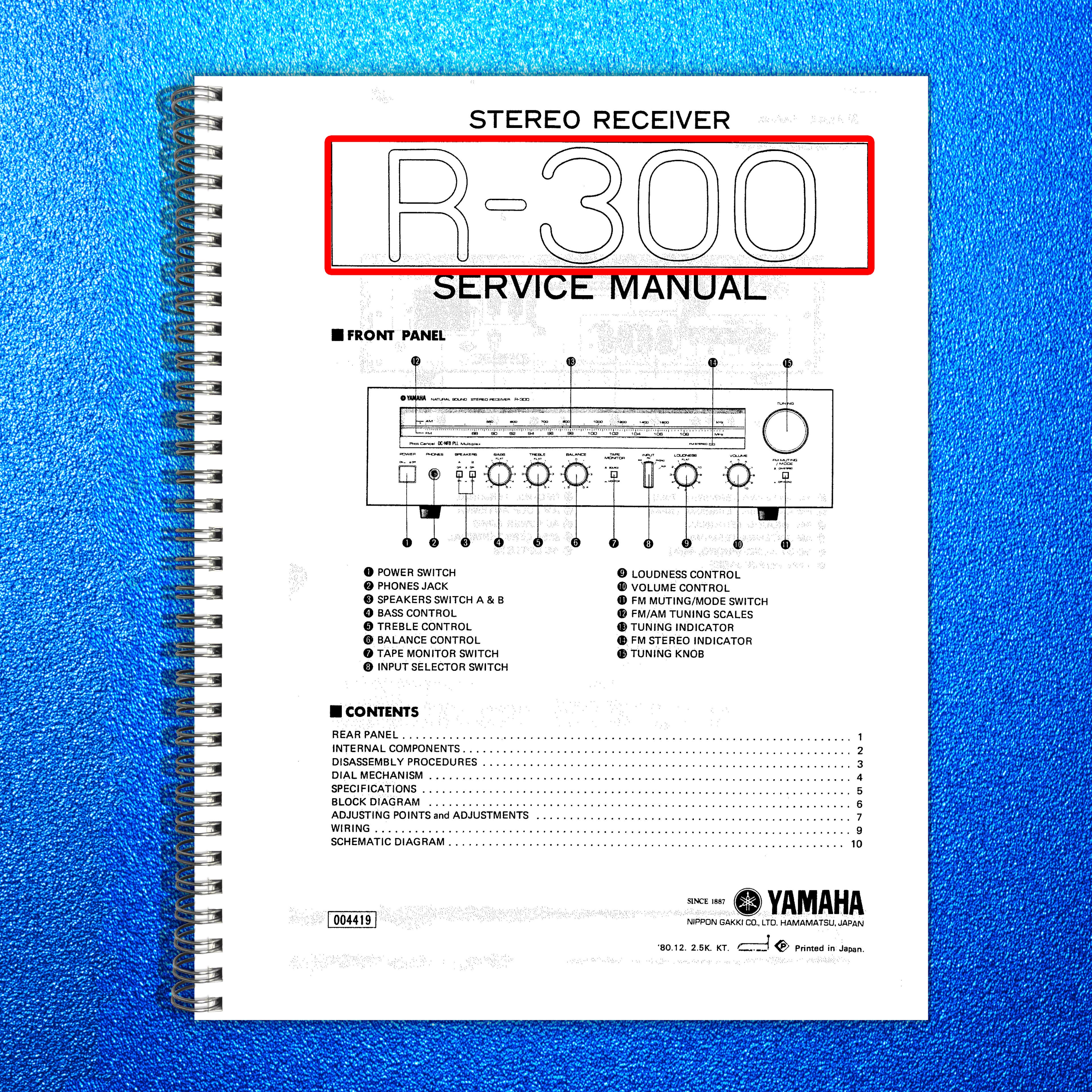 YAMAHA R-300 Stereo Receiver Service Manual - BOUND - COVERS - XL FOLDOUT PAGES